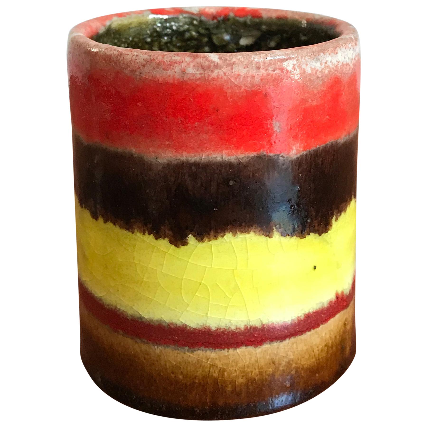 Bruno Gambone Italian Multi-Color Ceramic Vase, 1960s