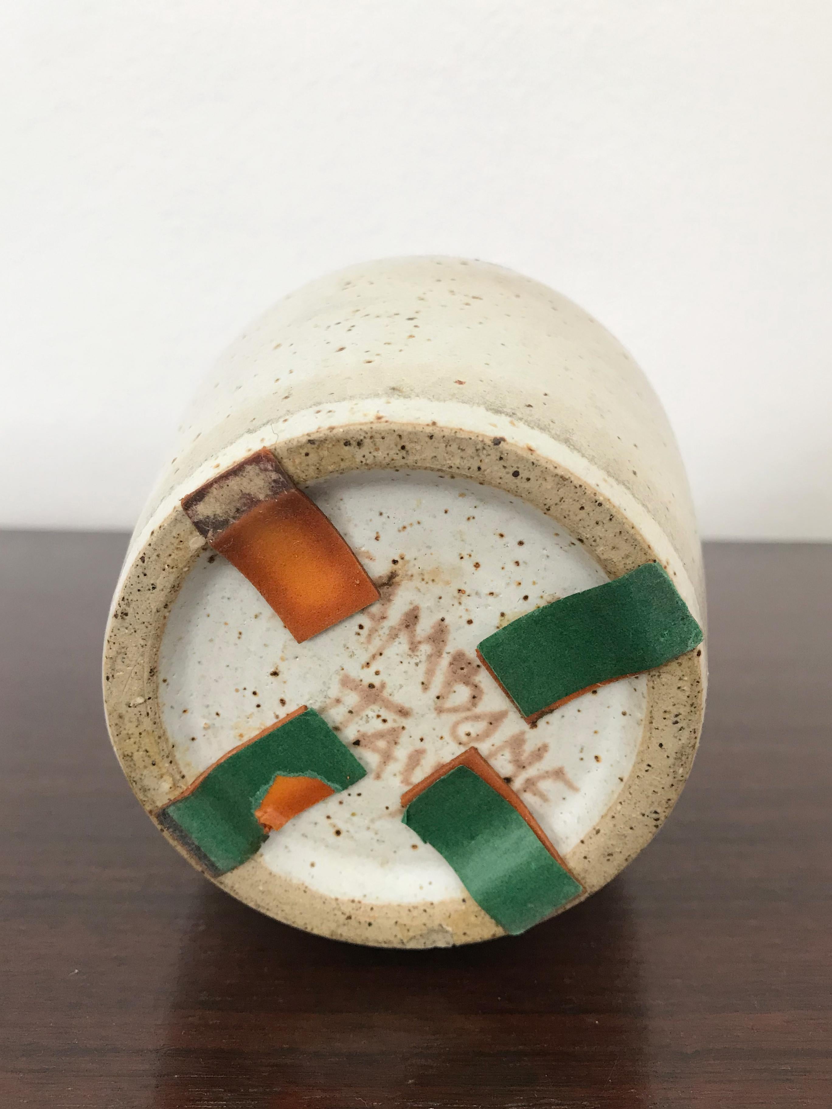 Juego de jarrones de gres Bruno Gambone Italian White Brown Orange  1970s en venta 9
