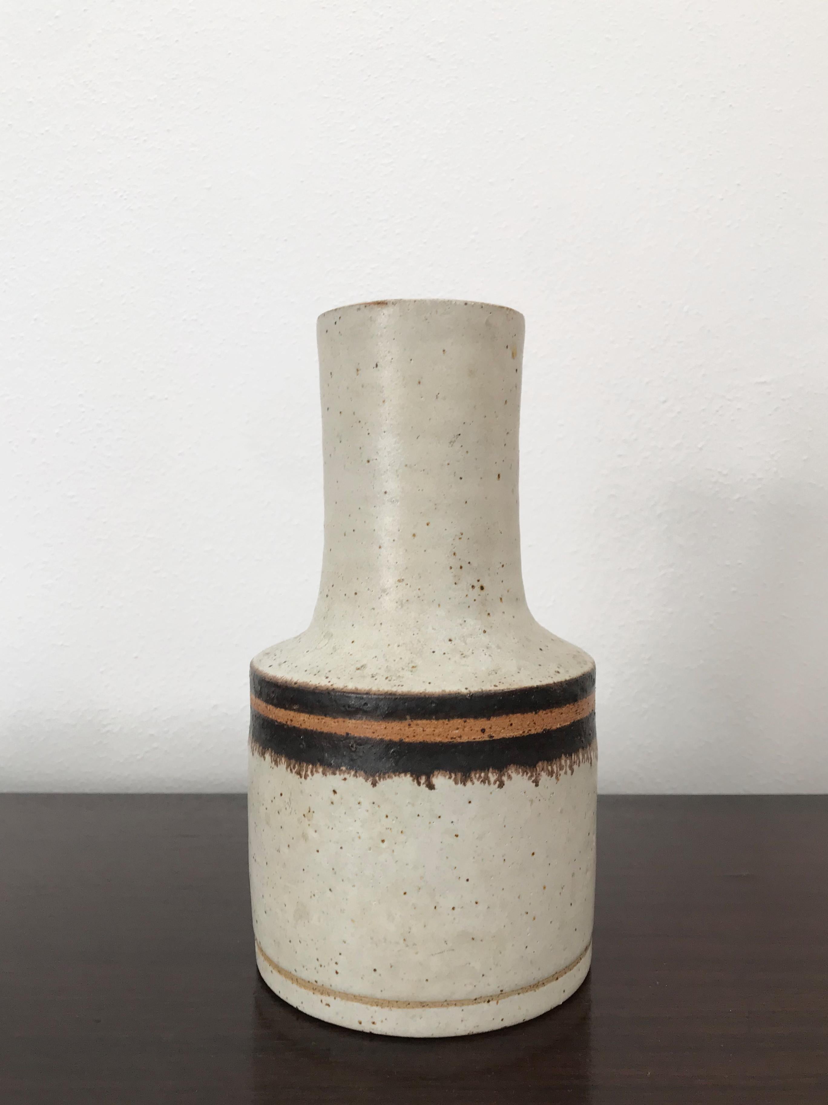 Juego de jarrones de gres Bruno Gambone Italian White Brown Orange  1970s Cerámico en venta