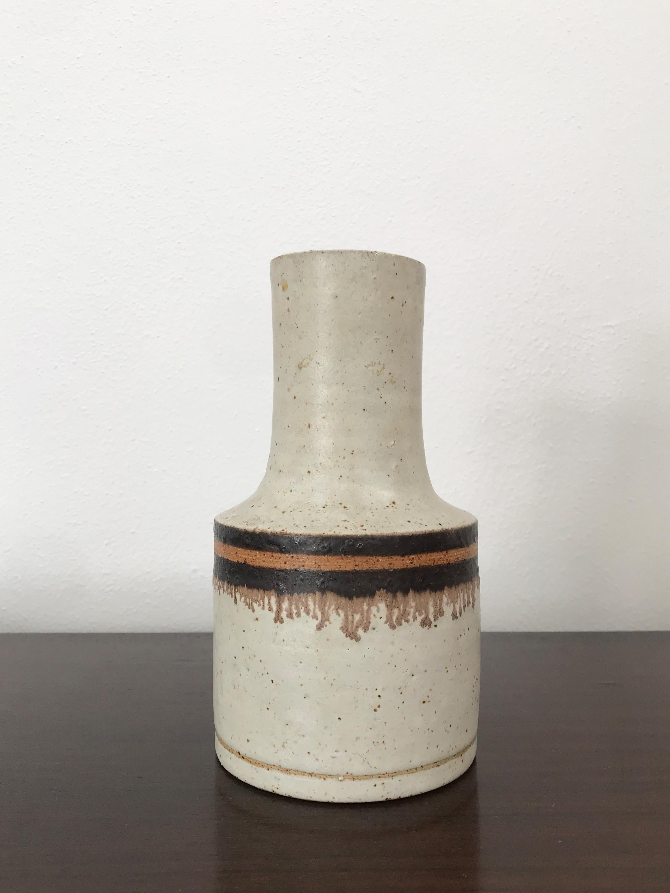 Juego de jarrones de gres Bruno Gambone Italian White Brown Orange  1970s en venta 1