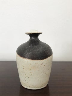 Bruno Gambone Italian White Brown Stoneware Vase 1970s