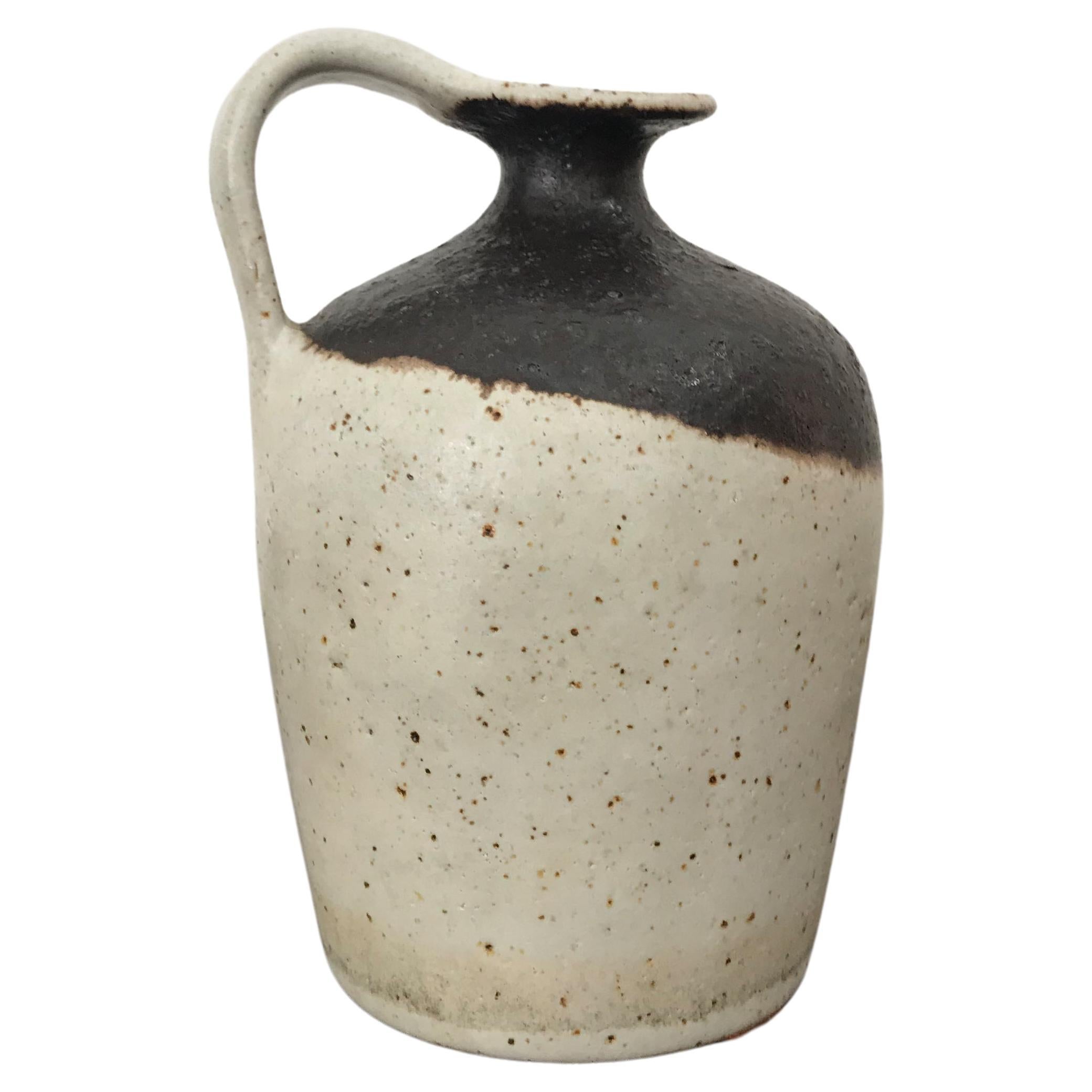 Bruno Gambone Italienische Weiß-Braun-Steinzeug-Vase 1970er Jahre