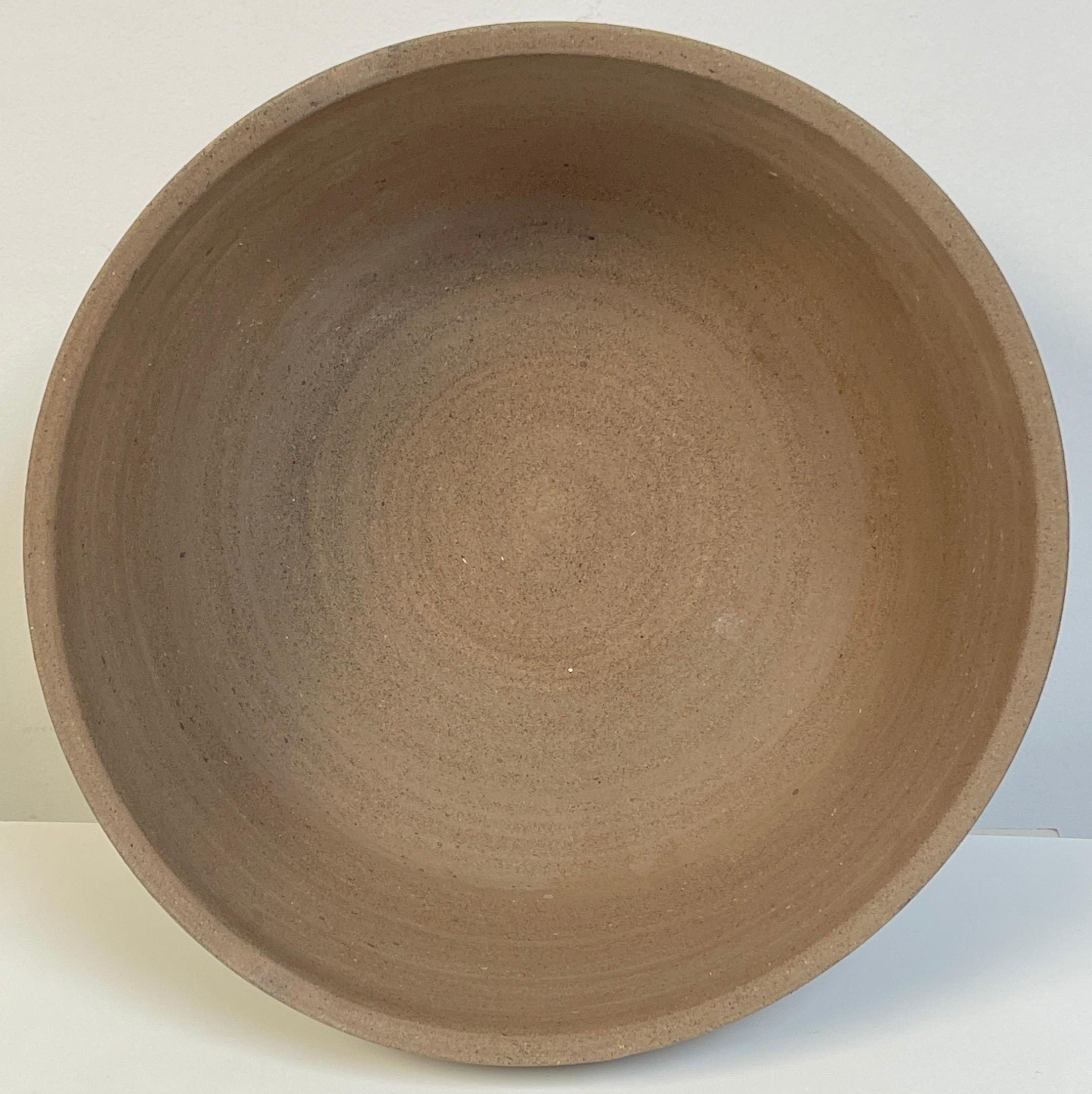 Engraved Bruno Gambone Large Incised Pottery Centerbowl, circa 1970s