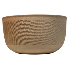 Bruno Gambone Large Incised Pottery Centerbowl, circa 1970s