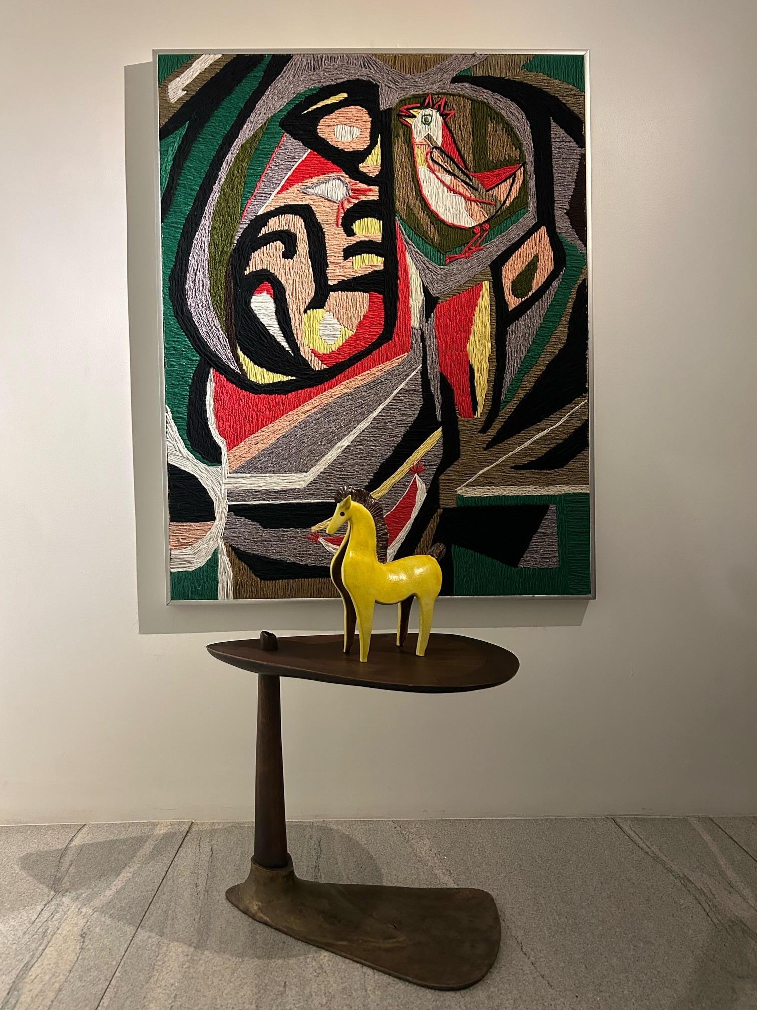 Sculpture de cheval jaune en céramique du milieu du siècle dernier de Bruno Gambone  Bon état à Phoenix, AZ