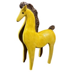 Bruno Gambone Keramik-Skulptur eines gelben Pferdes aus der Mitte des Jahrhunderts 