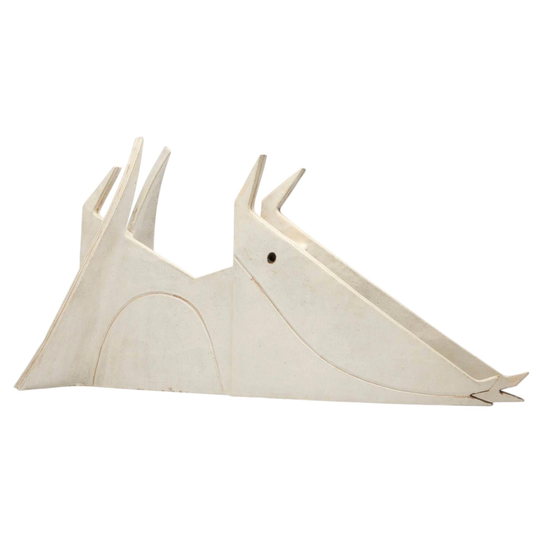 Bruno Gambone Monumental Dog Sculpture in Glazed Earthenware 1970