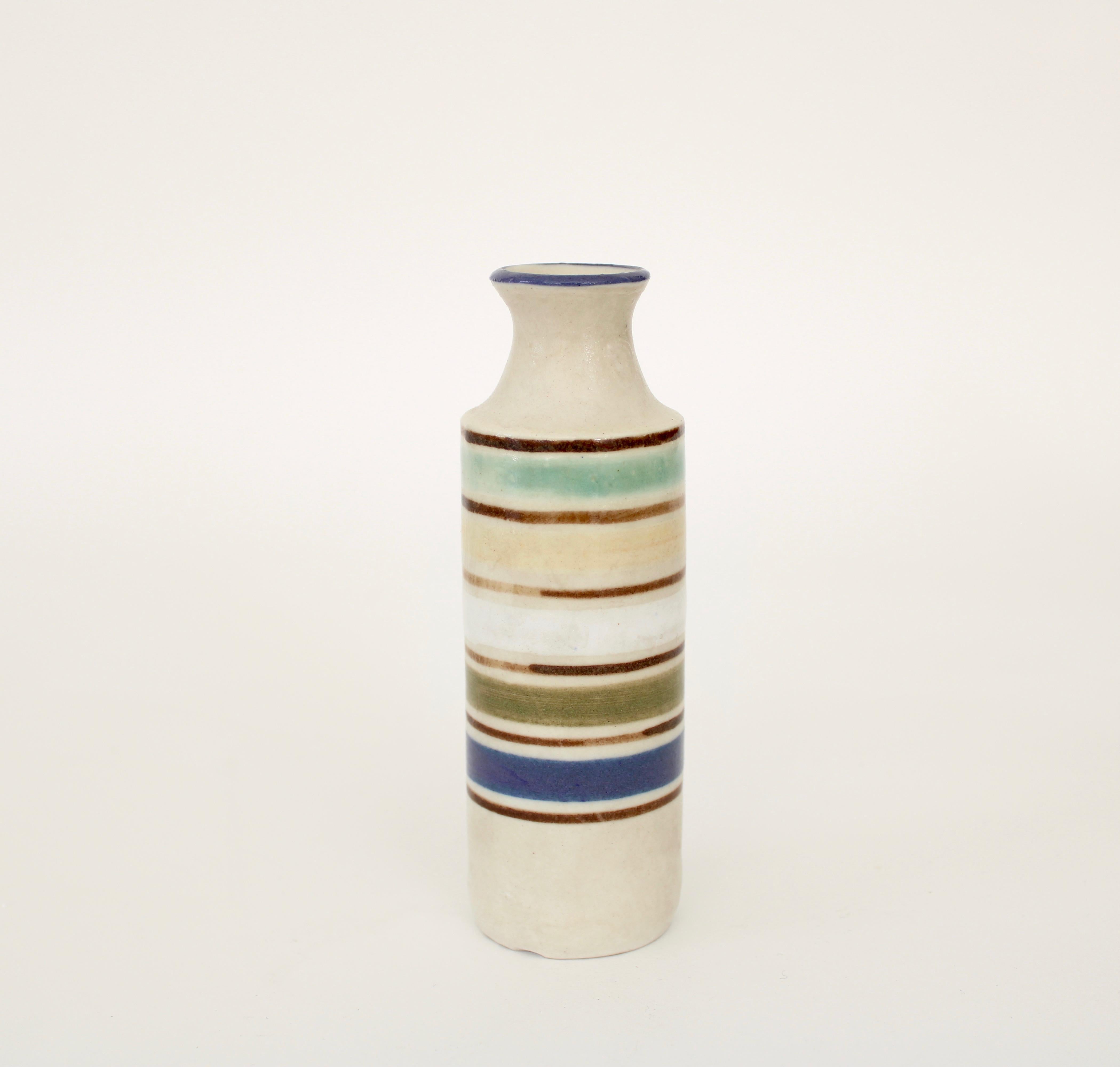 Mid-Century Modern Bruno Gambone Multicolored Glazed Ceramic Mini Bottle Vase Italy, circa 1970