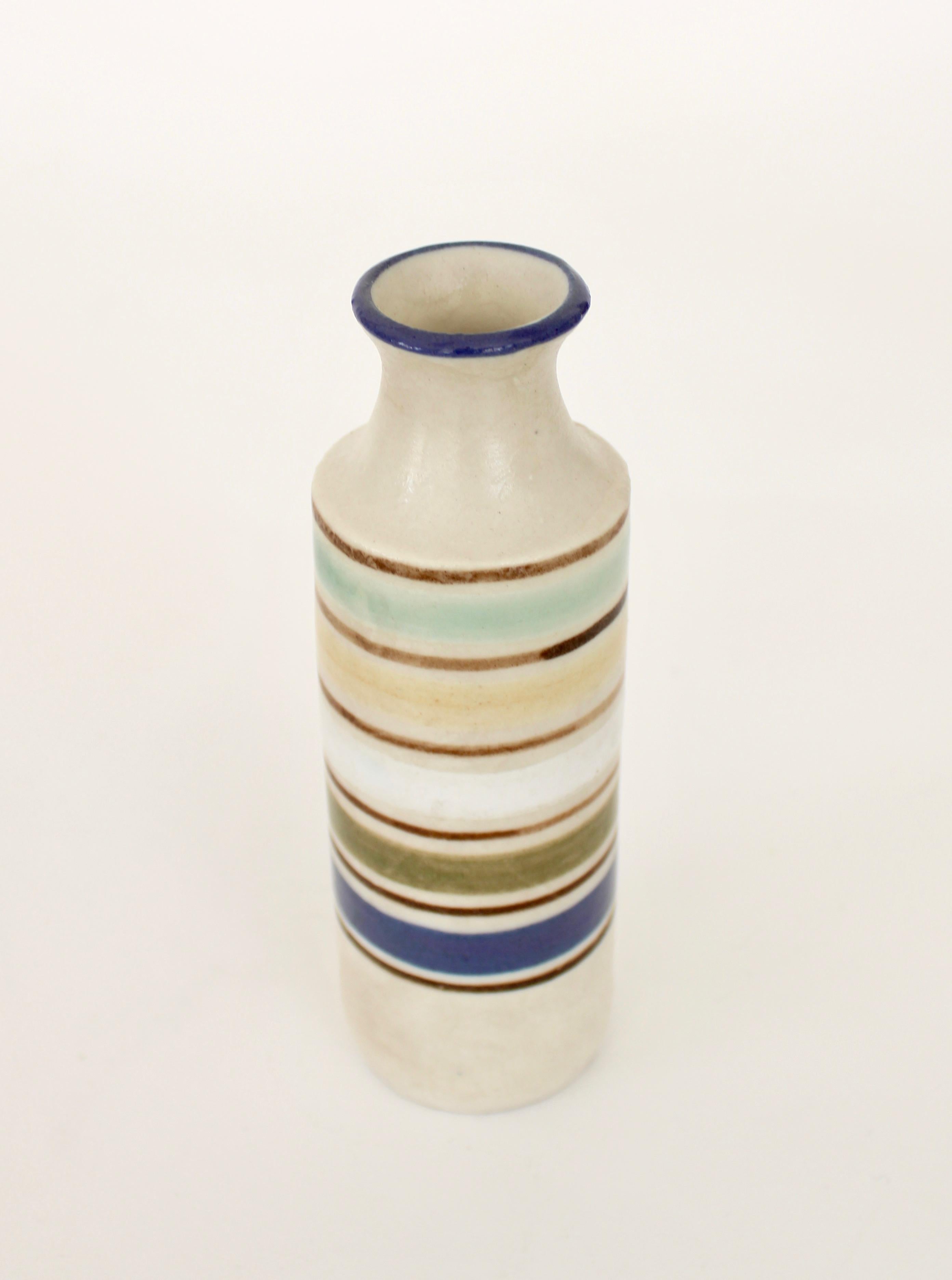 Italian Bruno Gambone Multicolored Glazed Ceramic Mini Bottle Vase Italy, circa 1970