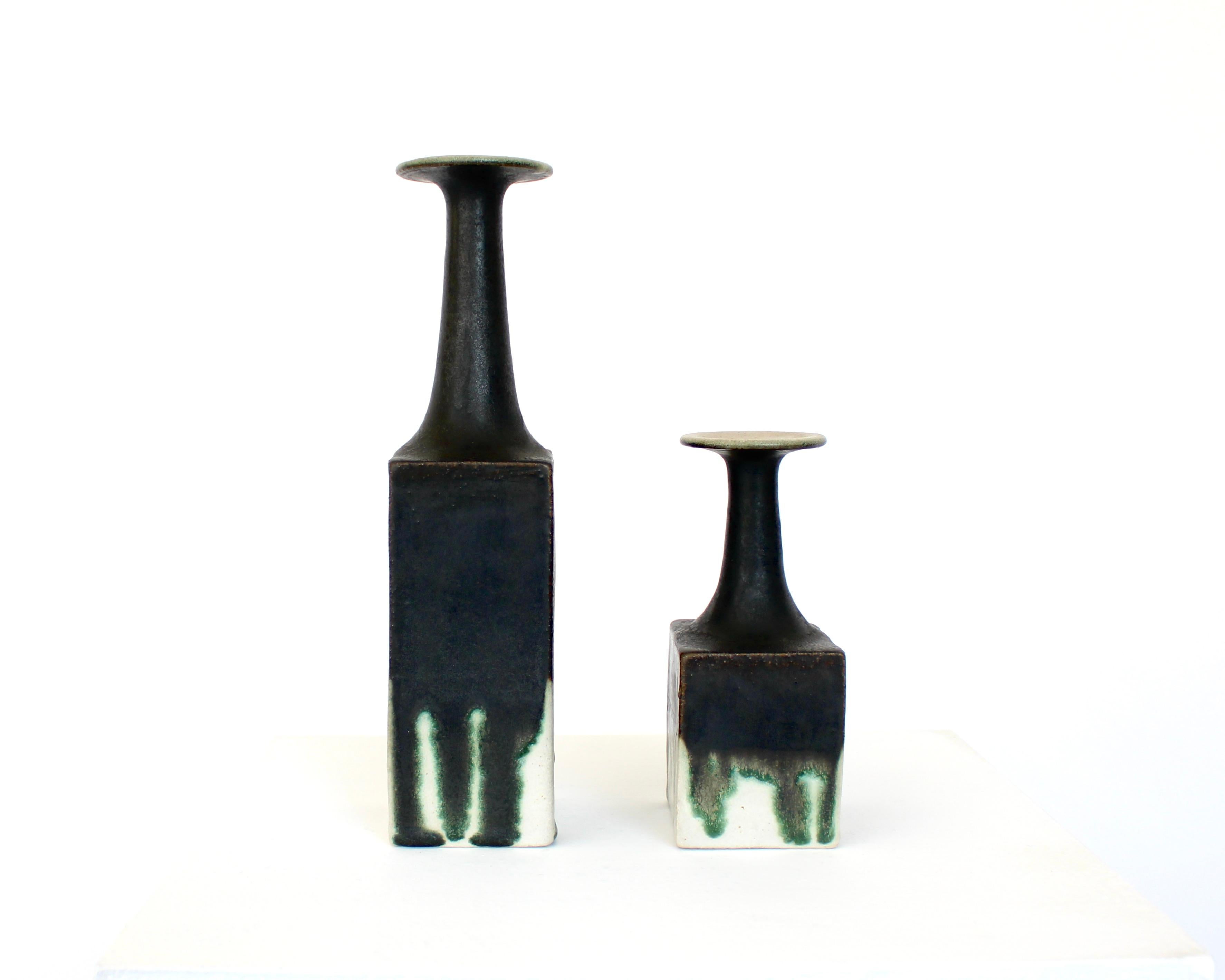 Fin du 20e siècle Paire de vases-bouteilles en céramique émaillée de Bruno Gambone, Italie, vers 1970 en vente