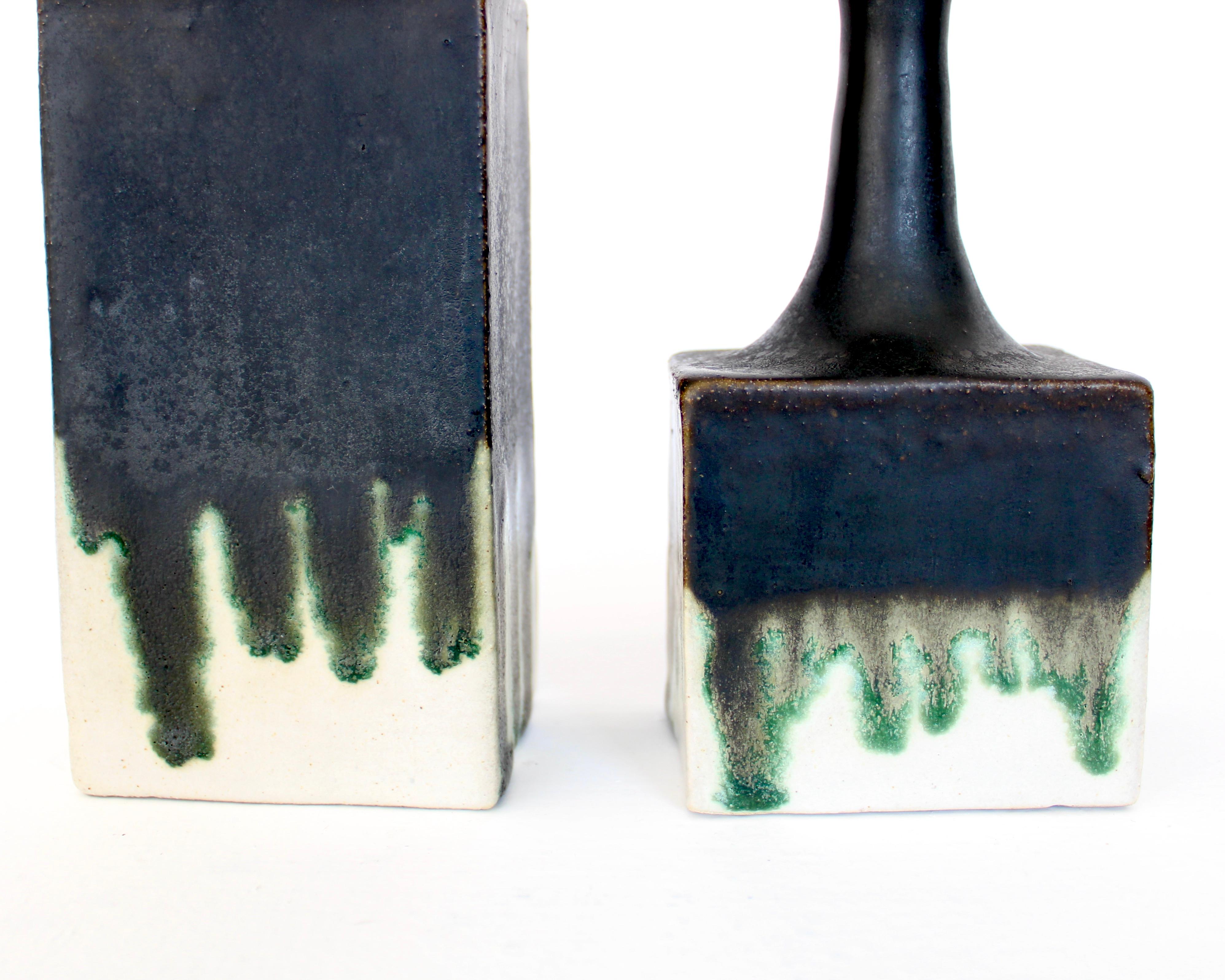Paire de vases-bouteilles en céramique émaillée de Bruno Gambone, Italie, vers 1970 en vente 2