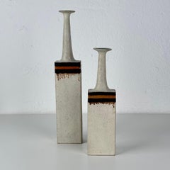 Bruno Gambone - Paire de vases signés en céramique émaillée italienne, Sculptural Minimal