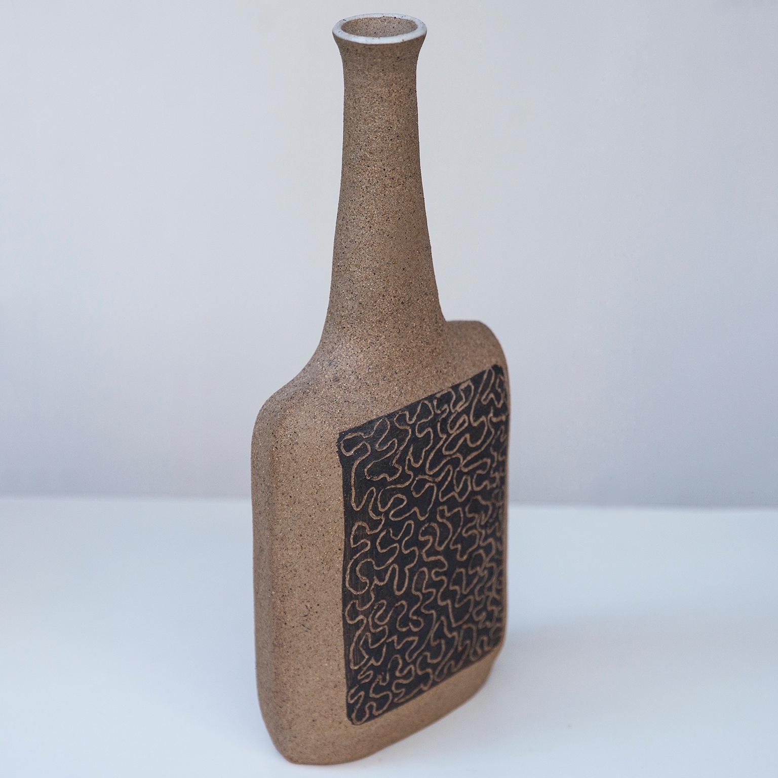 Bruno Gambone Raw Stoneware Relief Vases 1