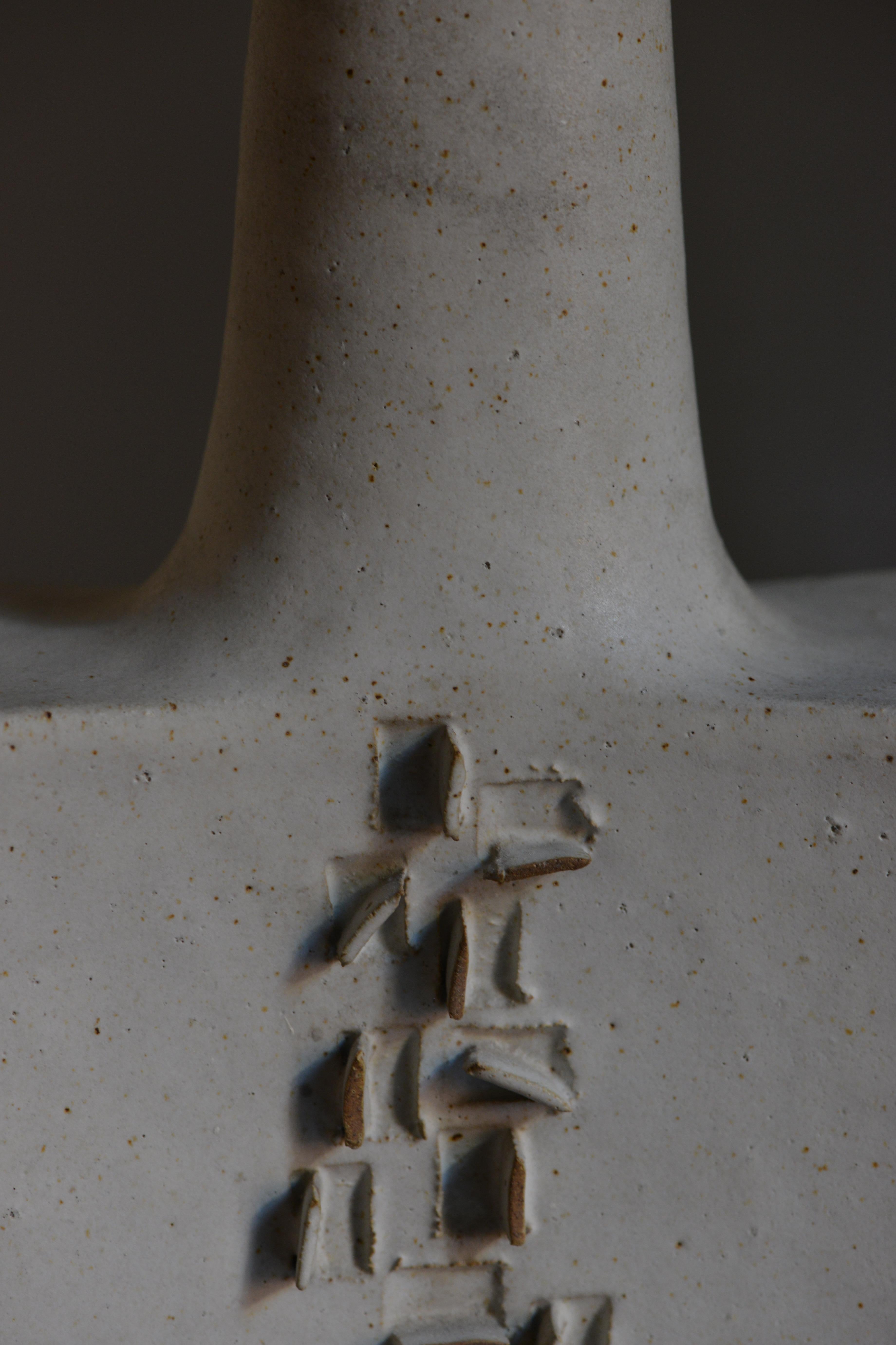 Ceramic Bruno Gambone, Sculptural Vase in Form of a Bottle, Italy, 1982
