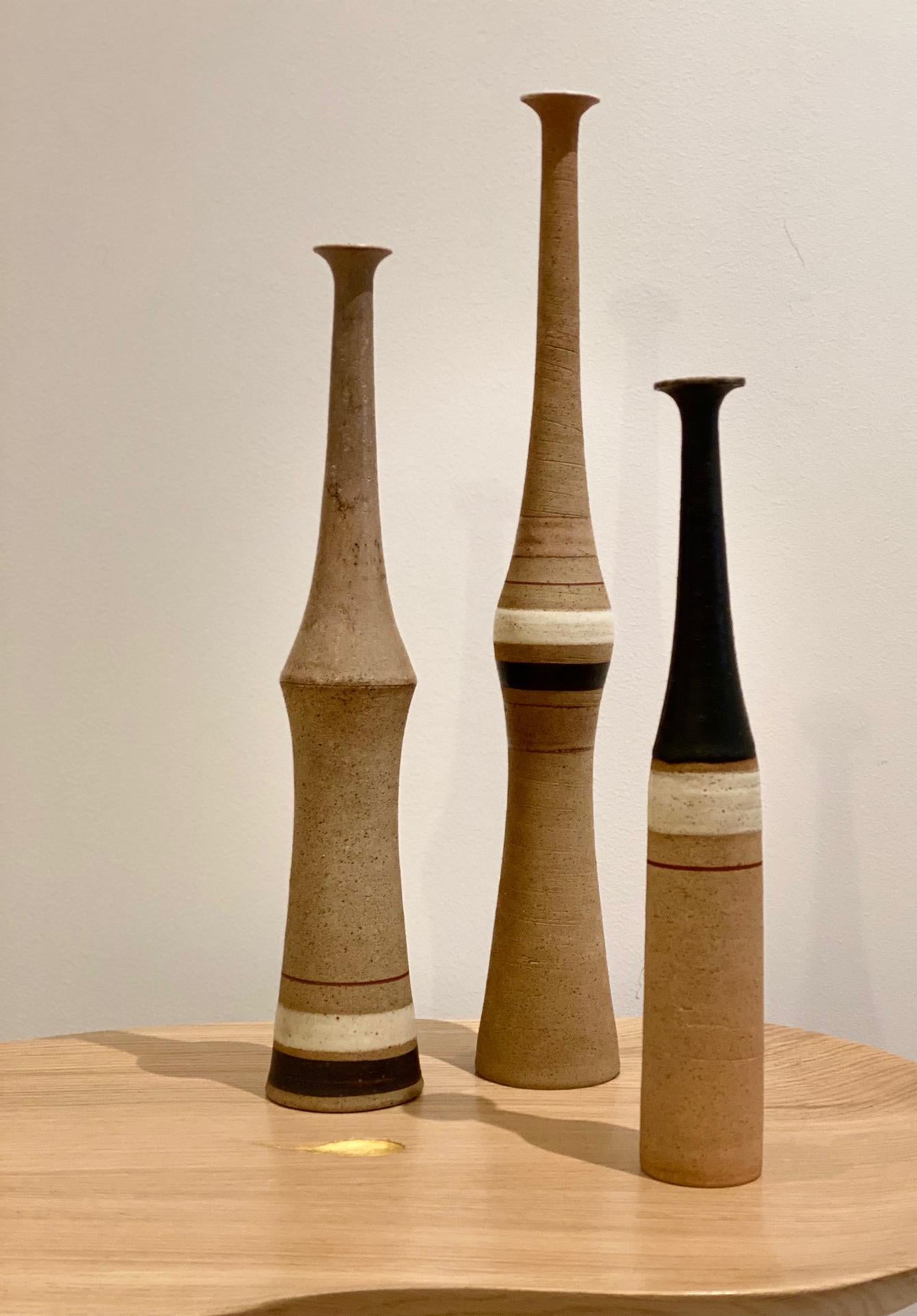 Bruno Gambone Set of 3 Bottles Ceramic Vases 2