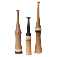 Bruno Gambone Set of 3 Bottles Ceramic Vases