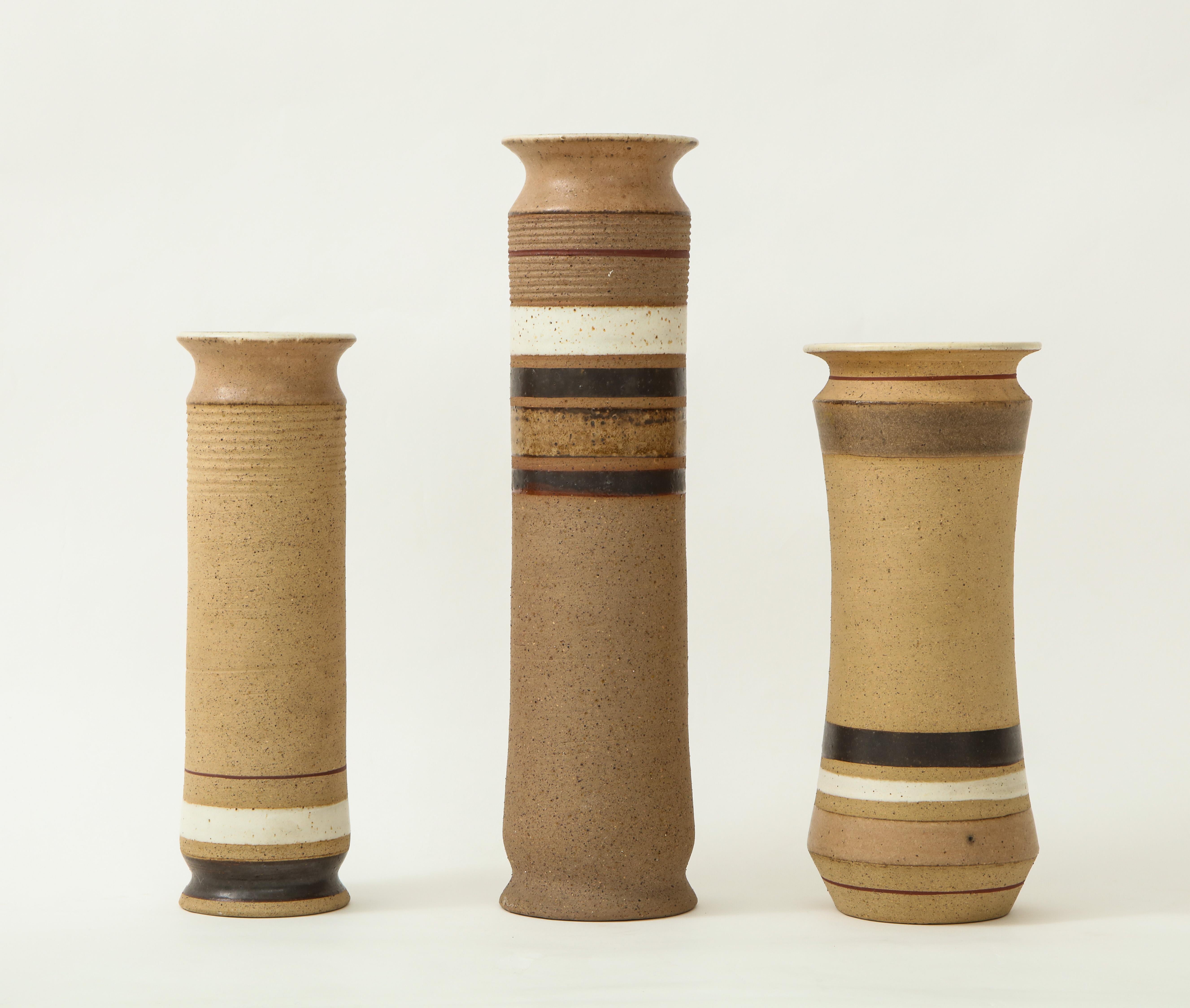 Italian Bruno Gambone Set of 3 Ceramic Vases