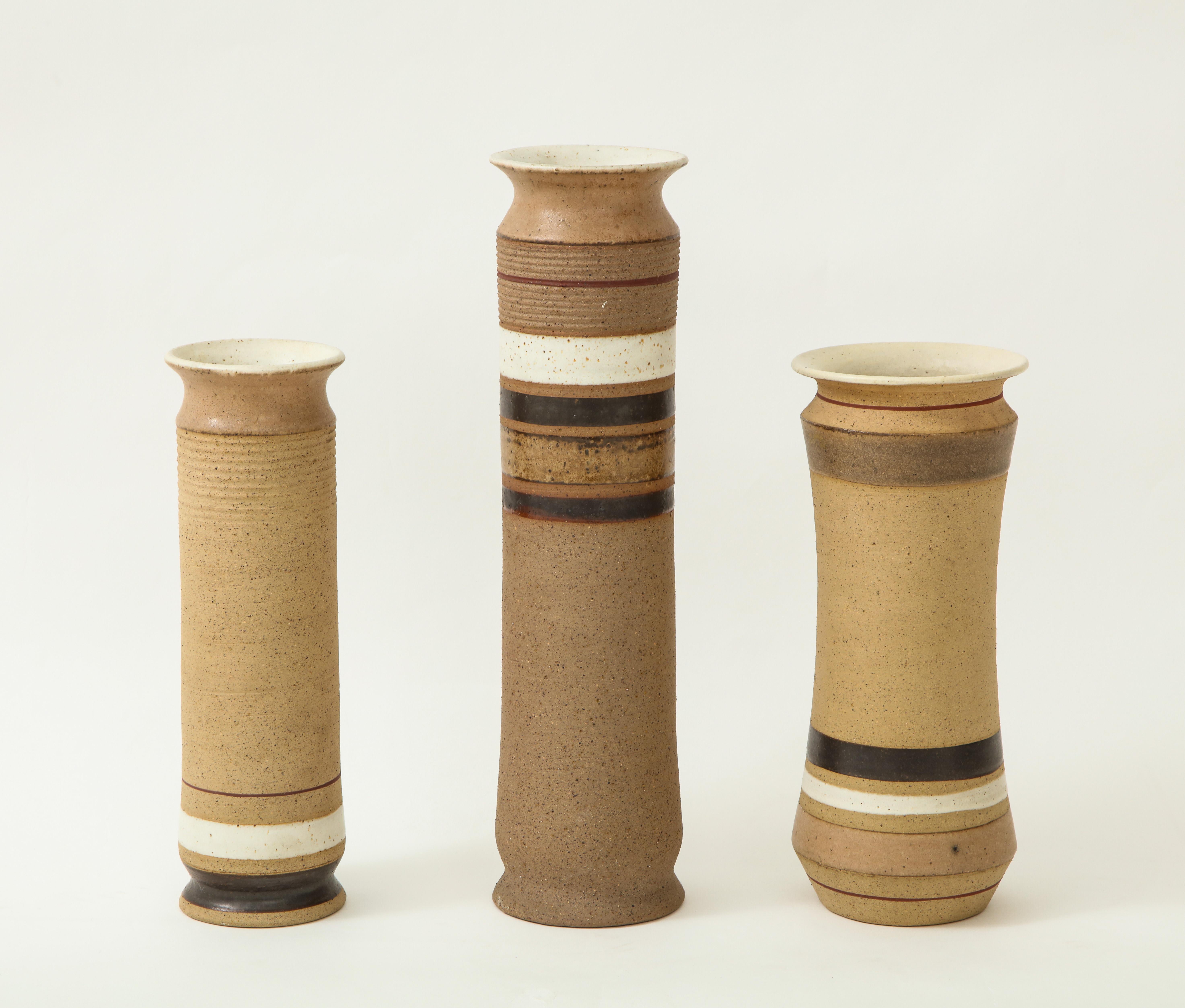 Bruno Gambone Set of 3 Ceramic Vases In Good Condition In New York, NY