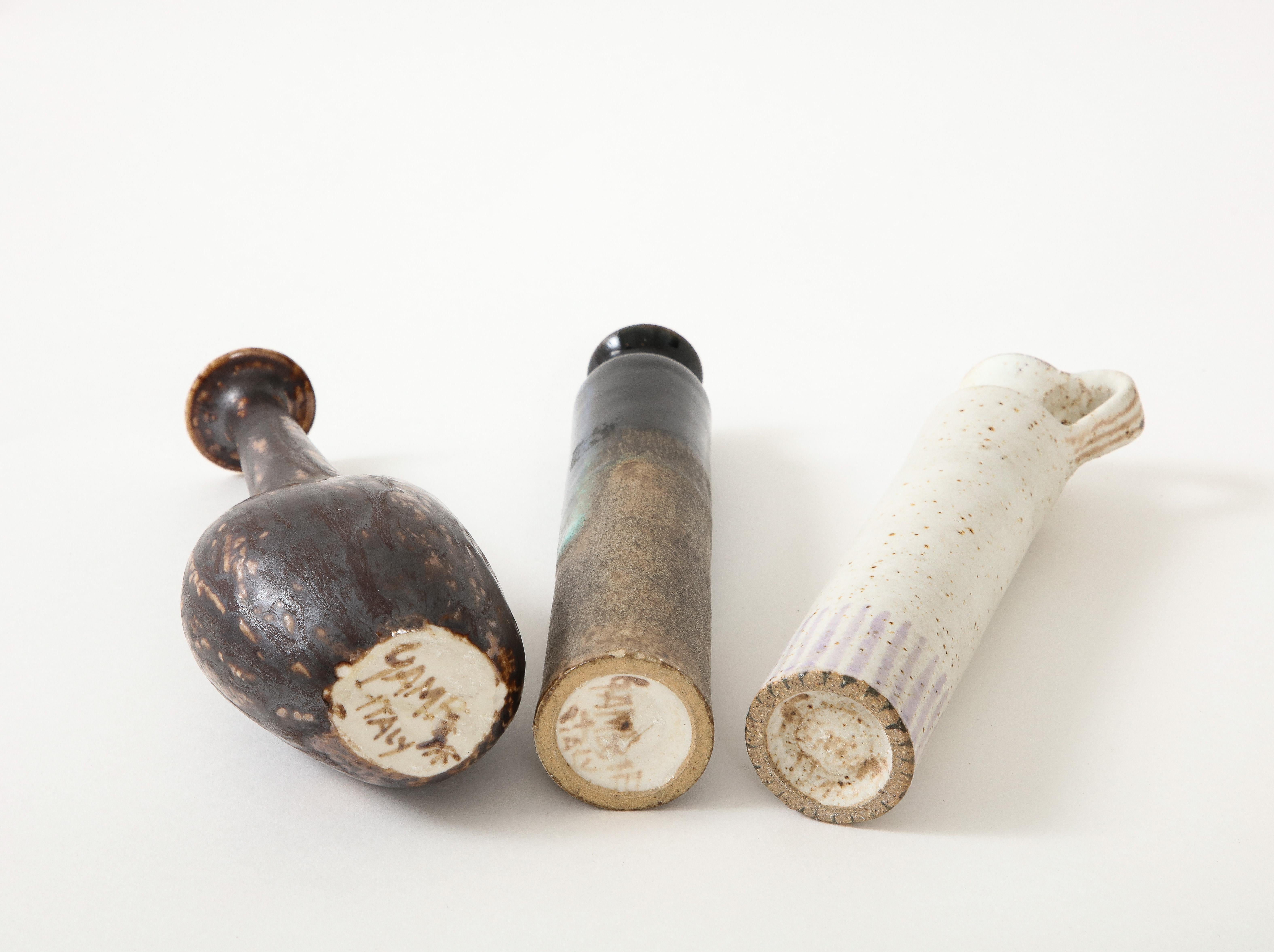 Bruno Gambone Set of Three Small Ceramic or Stoneware Vases, Italy, 1970s For Sale 5