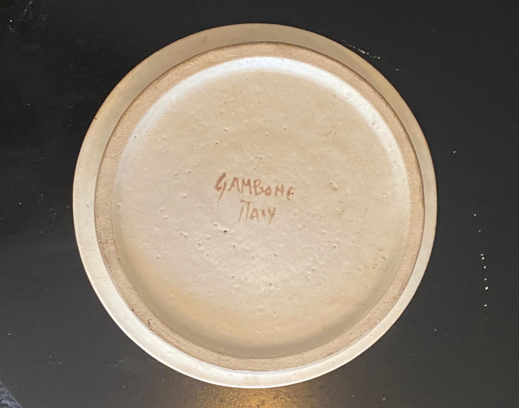 Bruno Gambone Signed Mid-Century Modern Italian Pottery Stoneware Ceramic Bowl For Sale 8