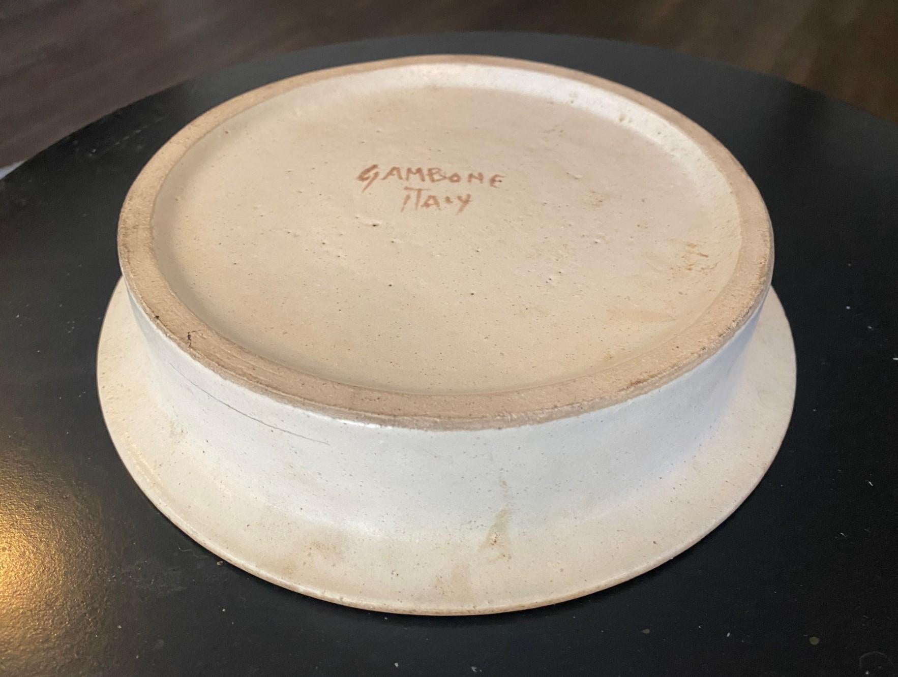 Bruno Gambone Signed Mid-Century Modern Italian Pottery Stoneware Ceramic Bowl For Sale 9