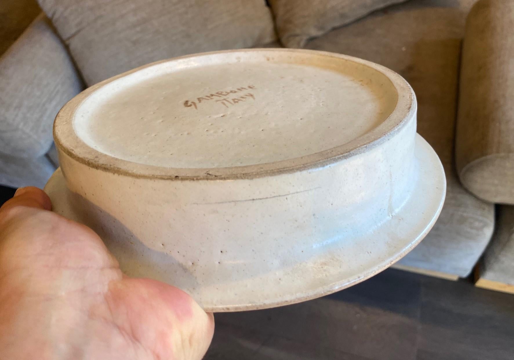 Bruno Gambone Signed Mid-Century Modern Italian Pottery Stoneware Ceramic Bowl For Sale 12