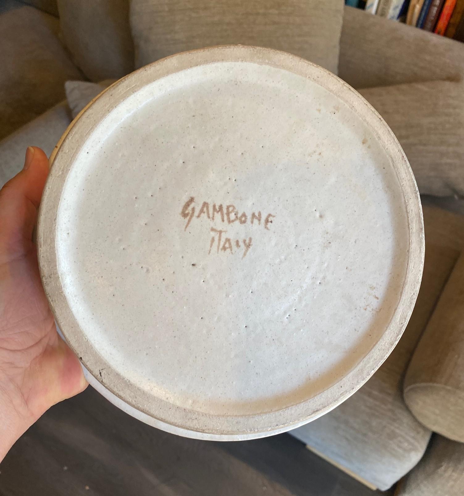Bruno Gambone Signed Mid-Century Modern Italian Pottery Stoneware Ceramic Bowl For Sale 13