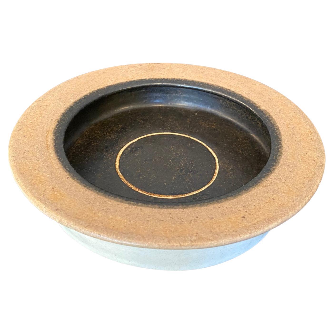 Bruno Gambone Signed Mid-Century Modern Italian Pottery Stoneware Ceramic Bowl For Sale