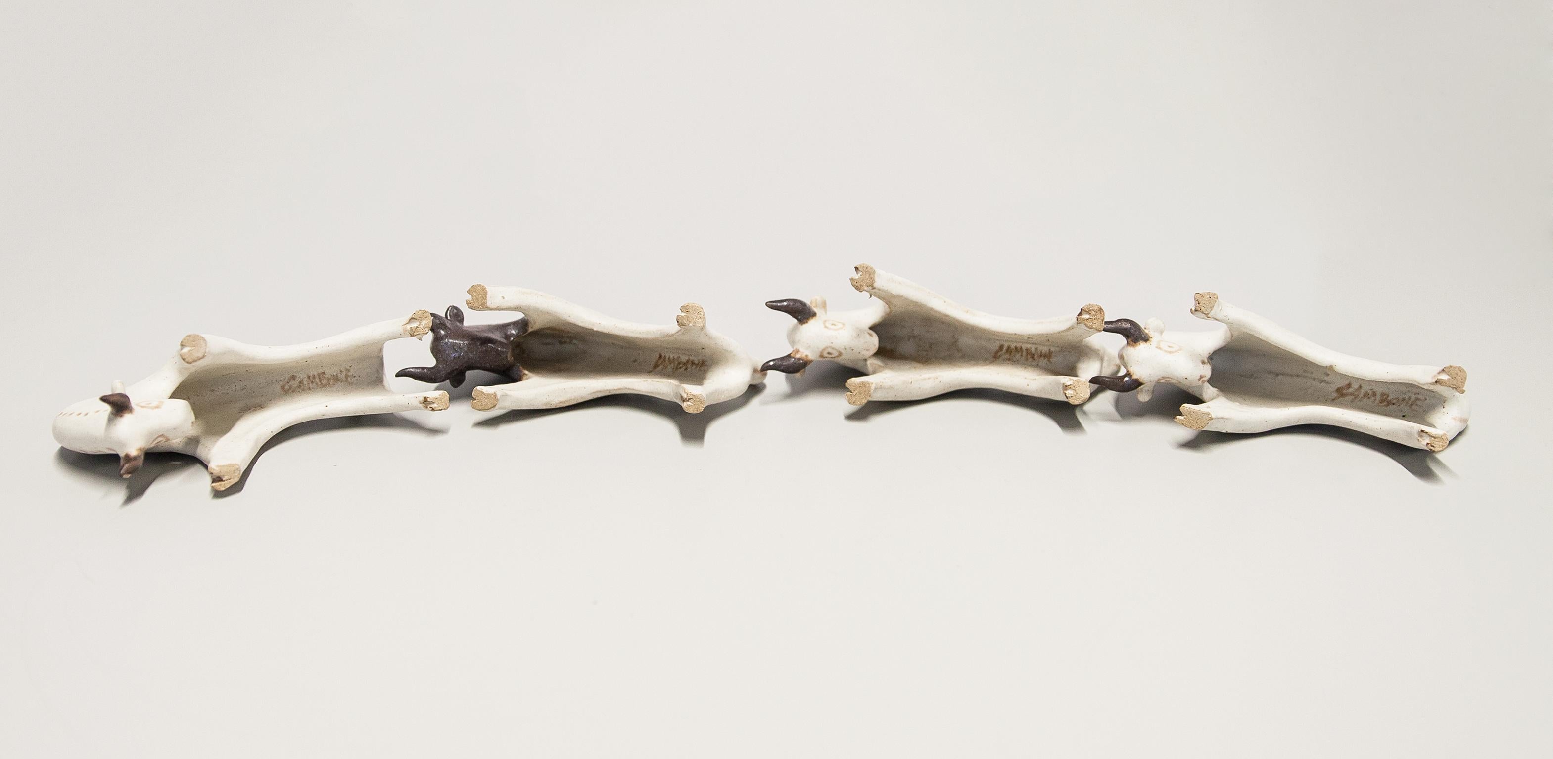 Bruno Gambone Stoneware Bull Set of 4 For Sale 4