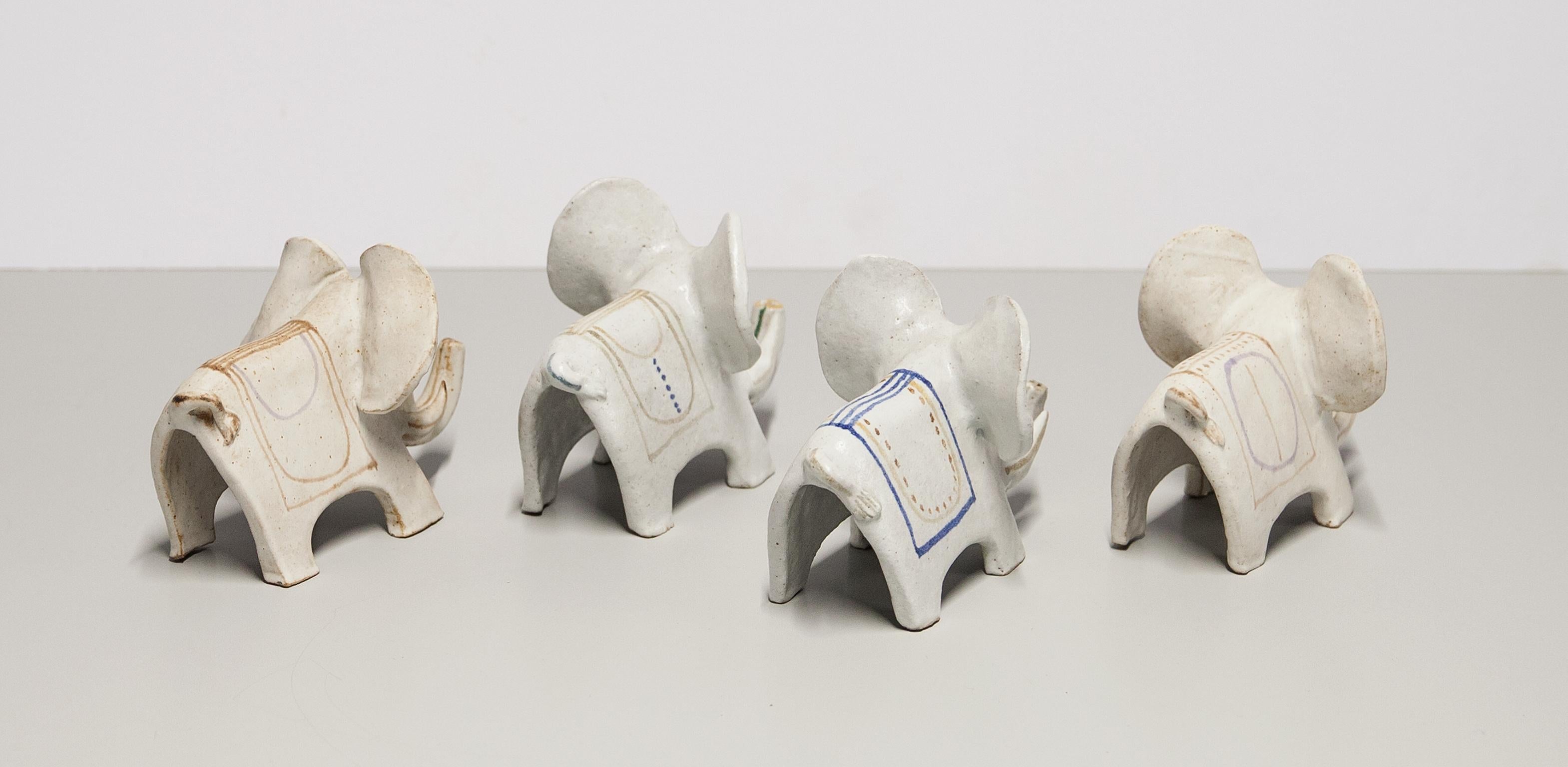 Bruno Gambone Stoneware Elephant Limited Edition 1975 Set of 4 For Sale 5