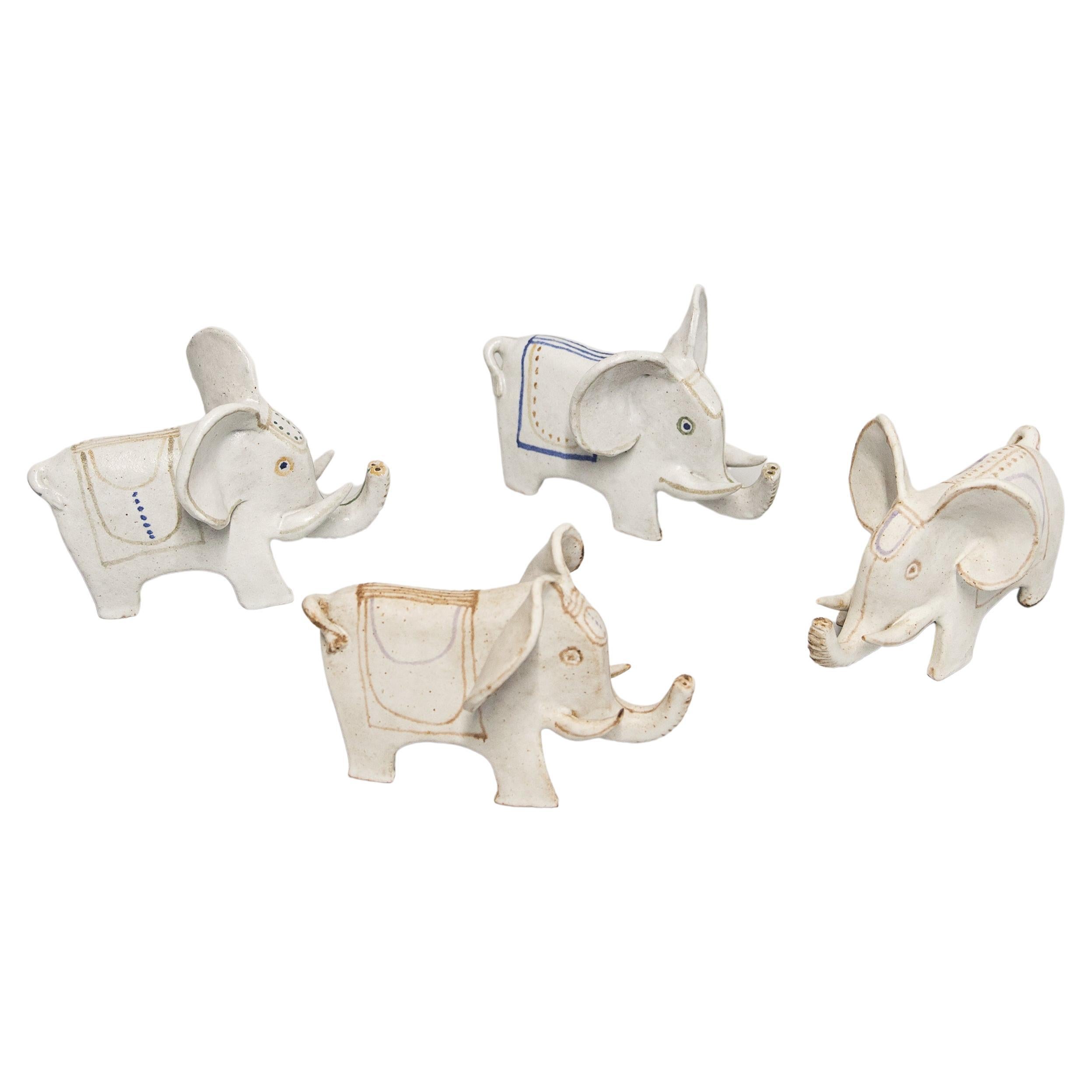 Bruno Gambone Stoneware Elephant Limited Edition 1975 Set of 3