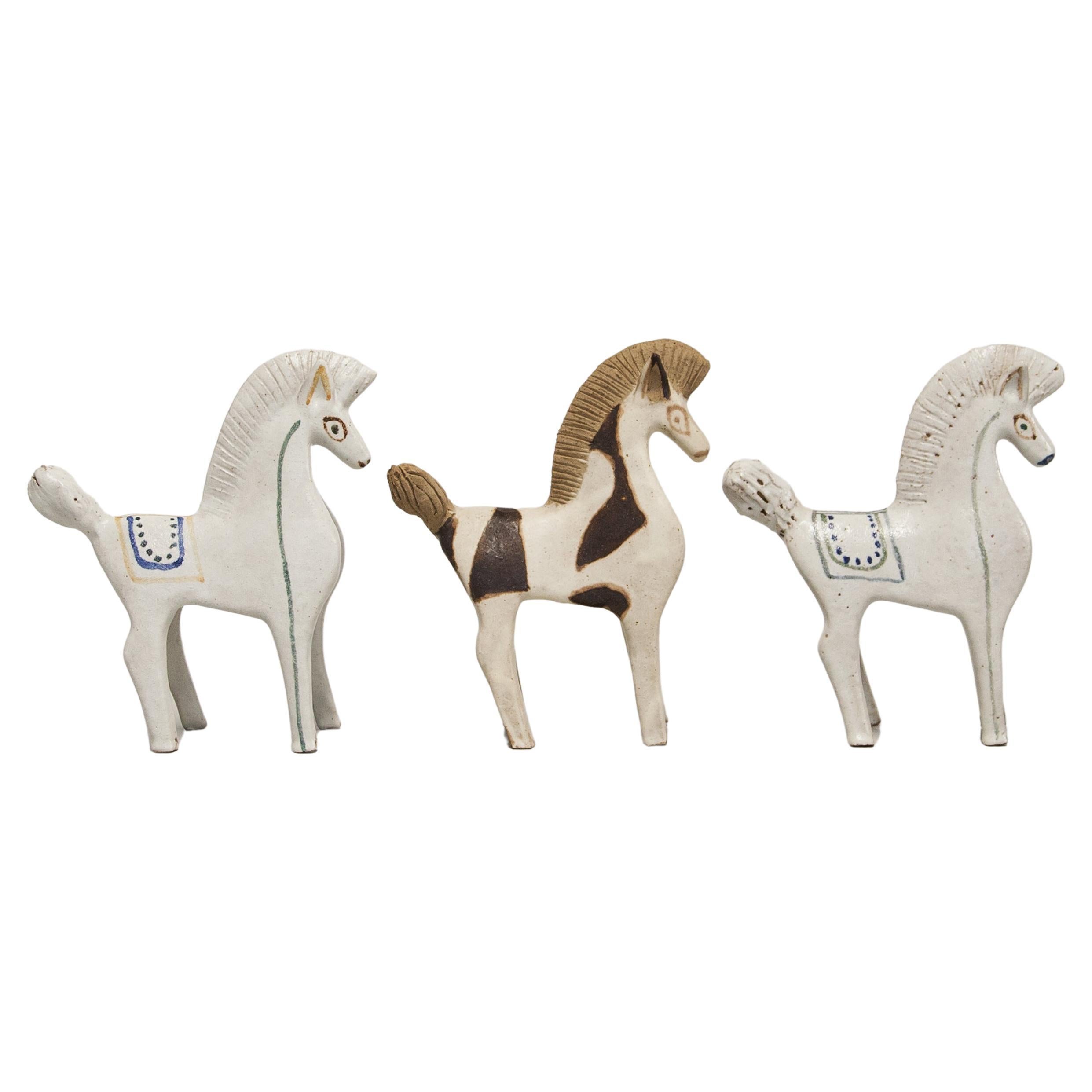 Bruno Gambone Stoneware Horse Set of 3