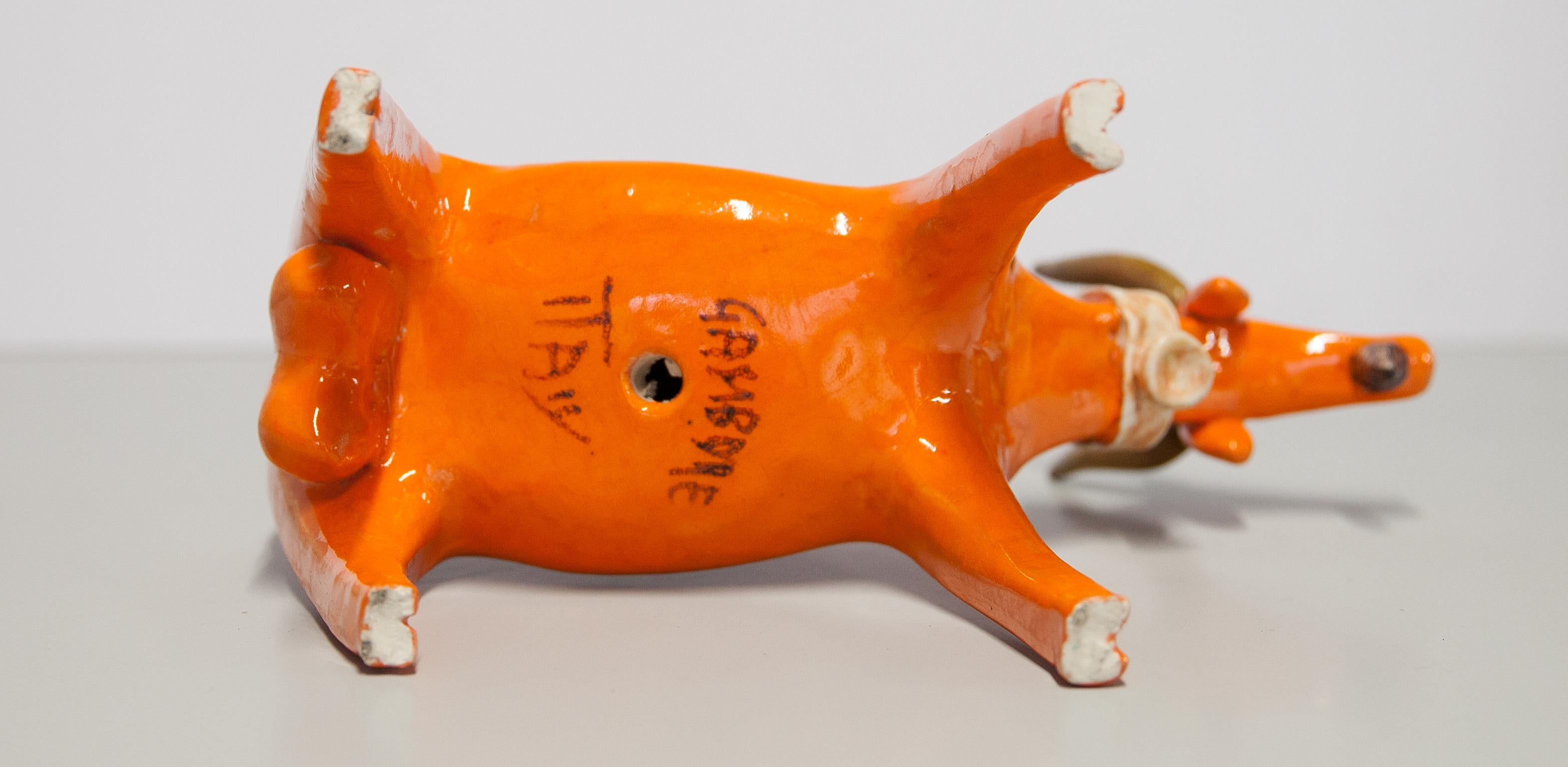 Bruno Gambone Stoneware Orange Glazed Goat 1970s For Sale 2