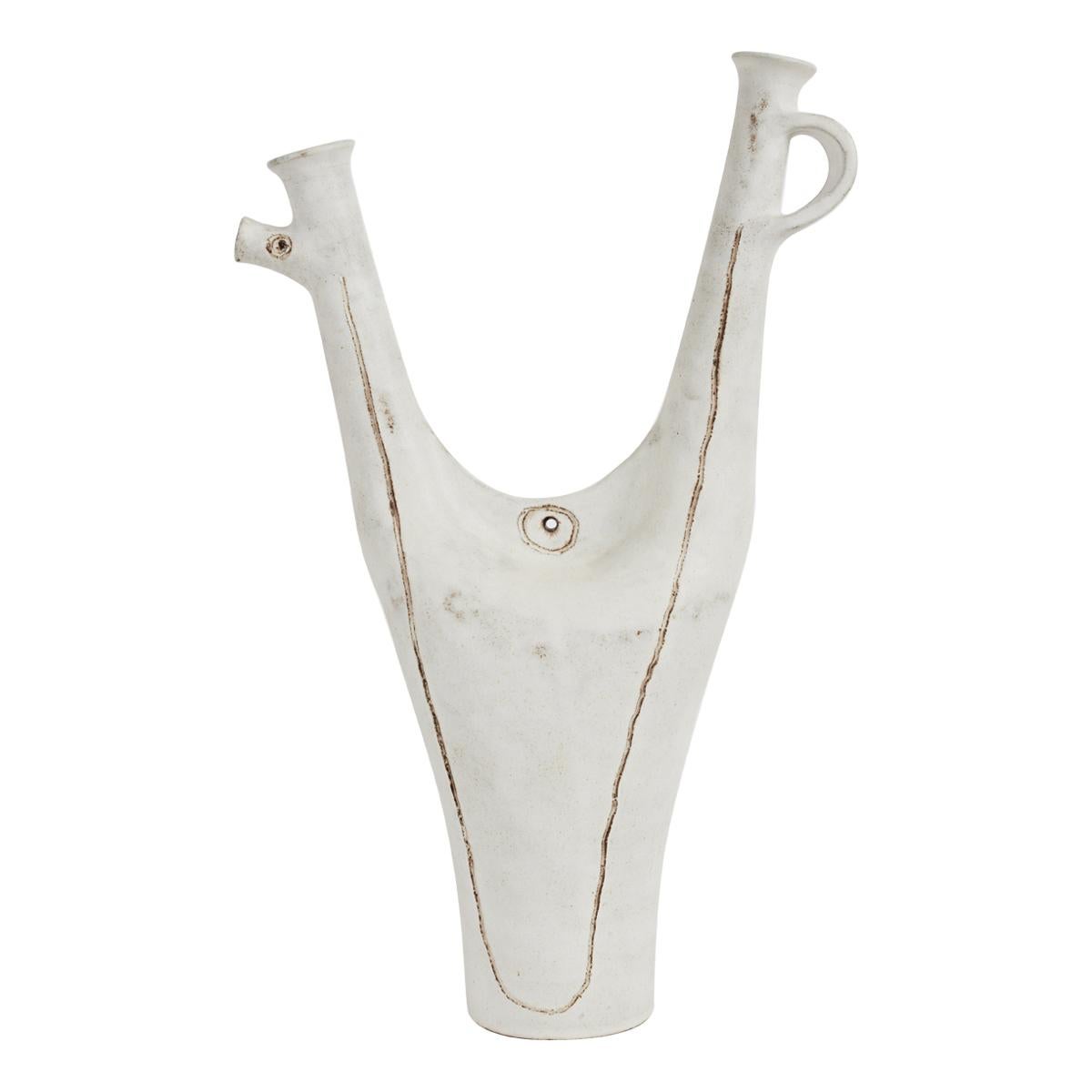 Bruno Gambone, Untitled White Stoneware Object, Vessel, Jar, circa 1990s