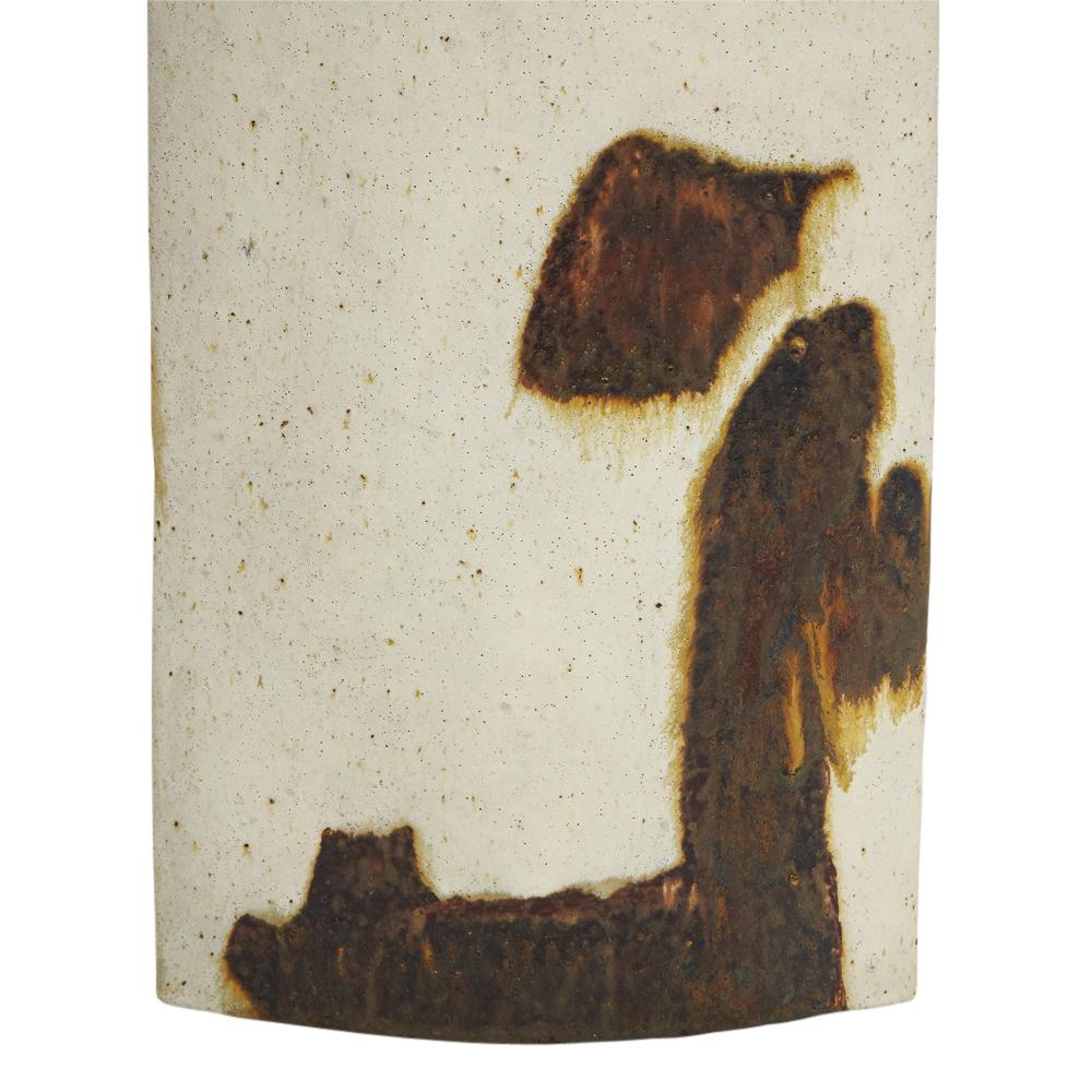 Bruno Gambone Vase, Keramik, abstrakt, Erdtöne, signiert (Italienisch) im Angebot