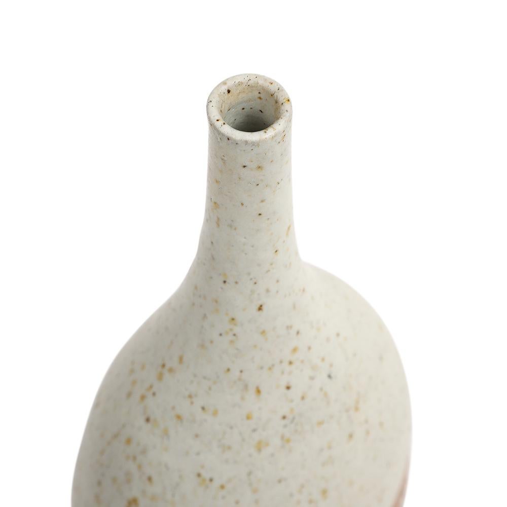 Bruno Gambone Vase, Keramik, weiß, gebrannter Umber, Streifen, signiert im Angebot 5