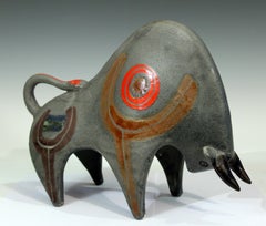 Bruno Gambone Vintage Italian Pottery Bull Animal Figure Large Raymor Era