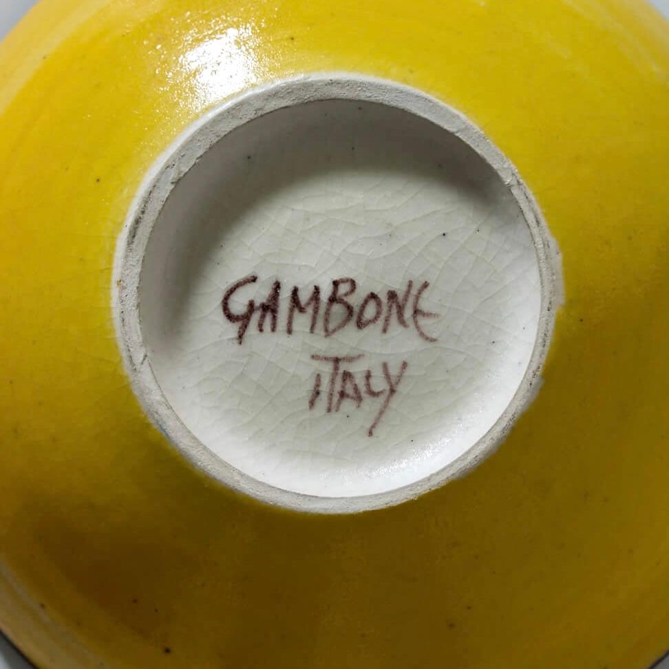 Smaltato Bruno Gambone Ciotola in ceramica gialla in vendita
