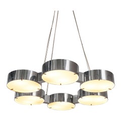 Bruno Gatta for Stilnovo Chandelier in Aluminum and Glass