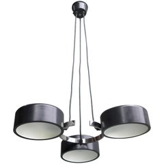 Lampadario Bruno Gatta in metallo e vetro opalino di Stilnovo, Italia, anni '60