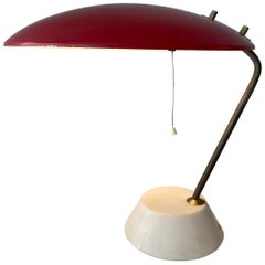 Bruno Gatta Stilnovo Mod 8023 Red Lacquered Aluminium Table Lamp, Italy, 1960