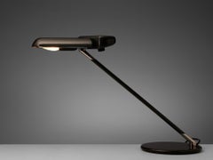 Bruno Gecchelin for Arteluce Adjustable Desk Lamp ‘Ring’ in Black Metal