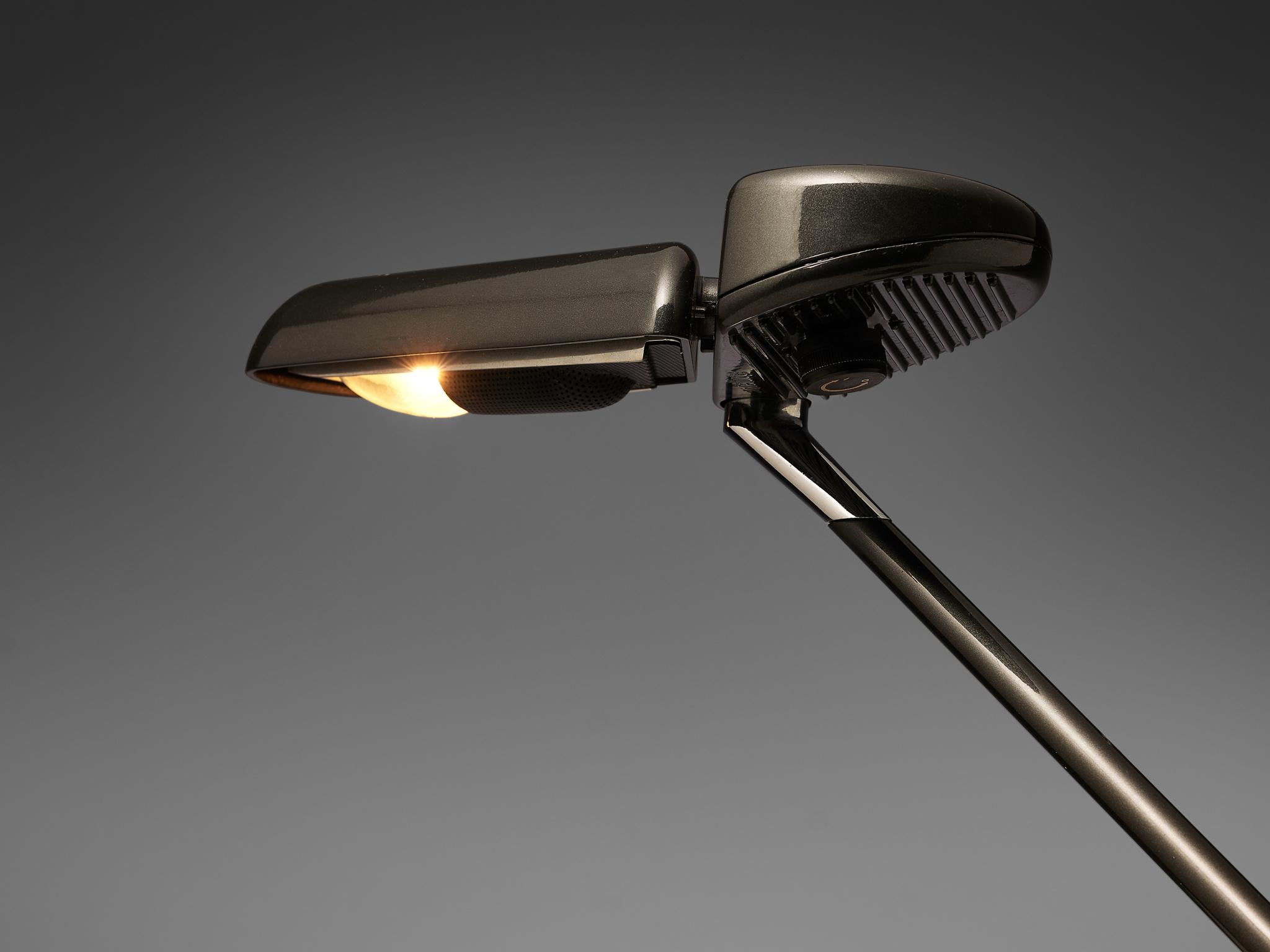 Bruno Gecchelin for Arteluce Adjustable Desk Lamp ‘Ring’ in Black Metal 1