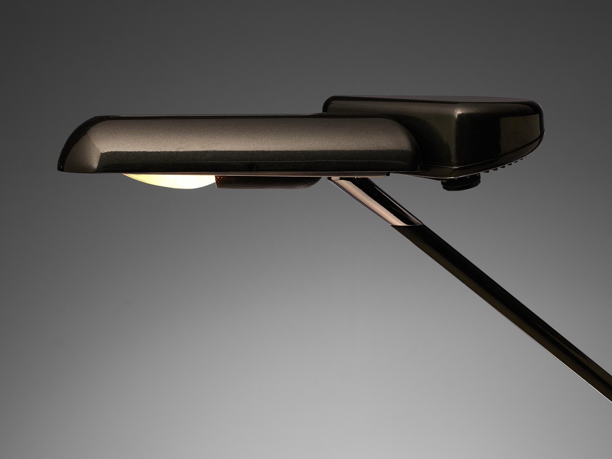 Bruno Gecchelin for Arteluce Adjustable Desk Lamp ‘Ring’ in Black Metal 3