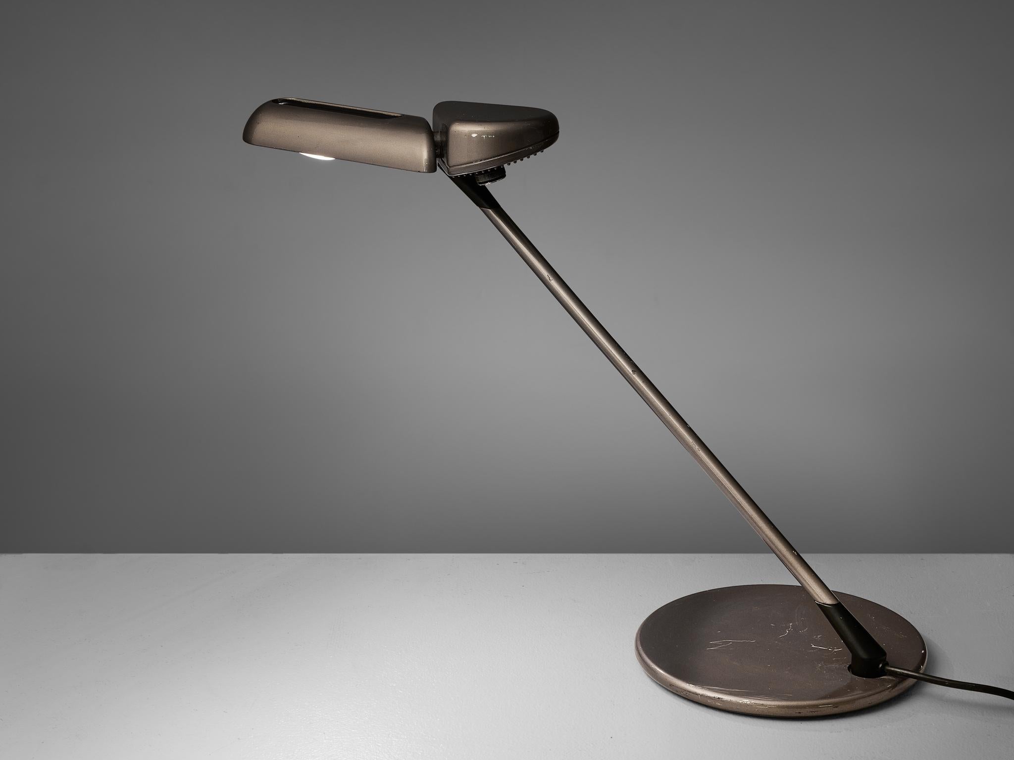 Bruno Gecchelin for Arteluce Adjustable Desk Lamp ‘Ring’ in Metal In Good Condition In Waalwijk, NL
