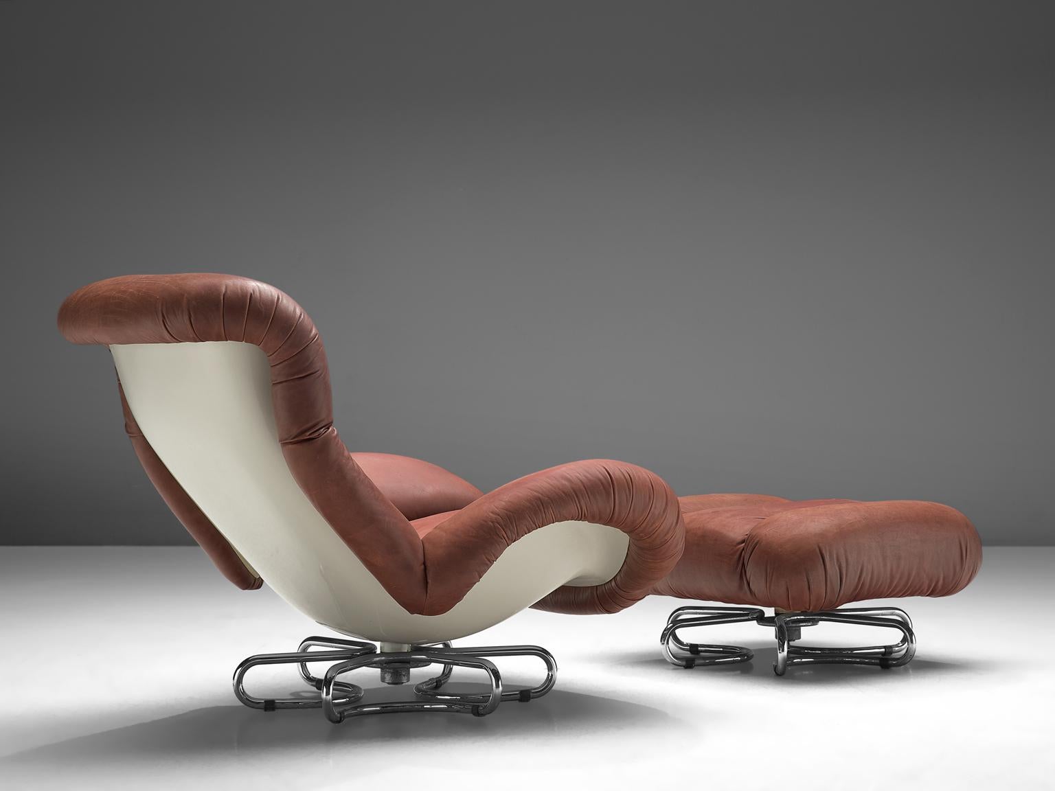 Mid-Century Modern Bruno Gecchelin for Busnelli, Lounge Chair and Ottoman, Italy, 1972