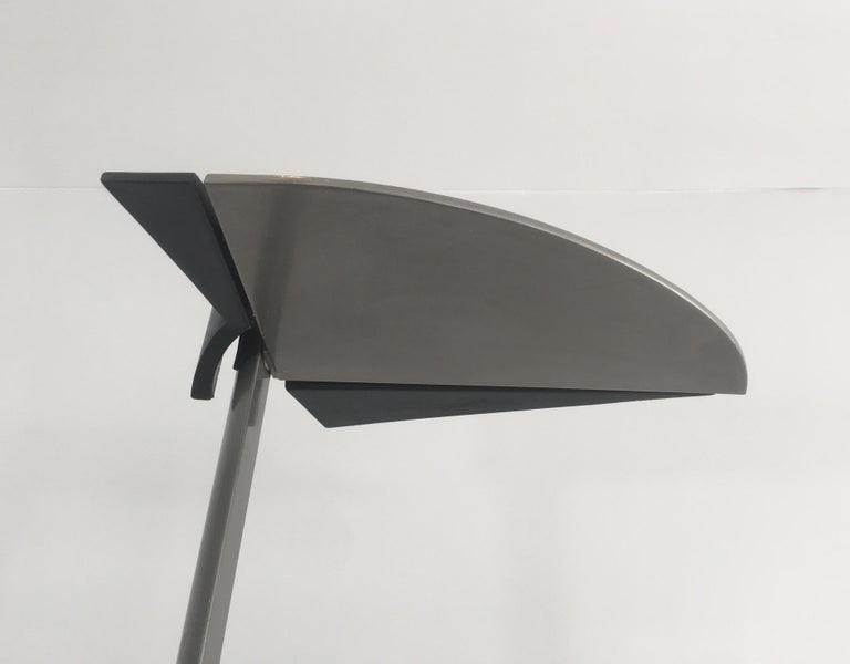 Late 20th Century Bruno Gecchelin for Gruppo Skipper. Floor Lamp in Grey Enamel with Mat Black Rub For Sale