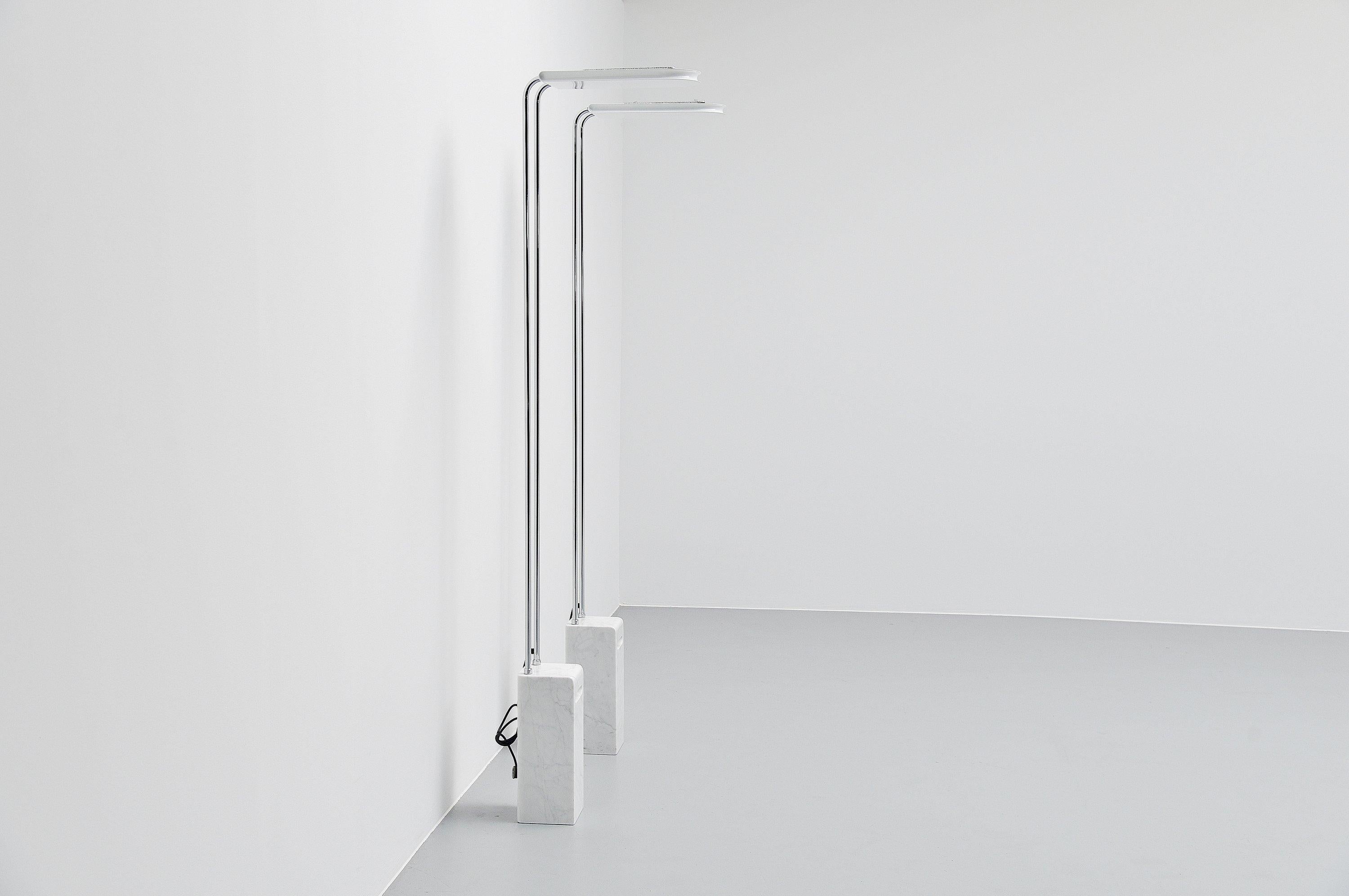 Chrome Bruno Gecchelin Gesto Floor Lamp Pair Skipper, Italy, 1975 For Sale