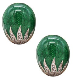 BRUNO GUIDI 1960 Pendientes esmaltados de oro de 18 quilates con 2,16 quilates de diamantes