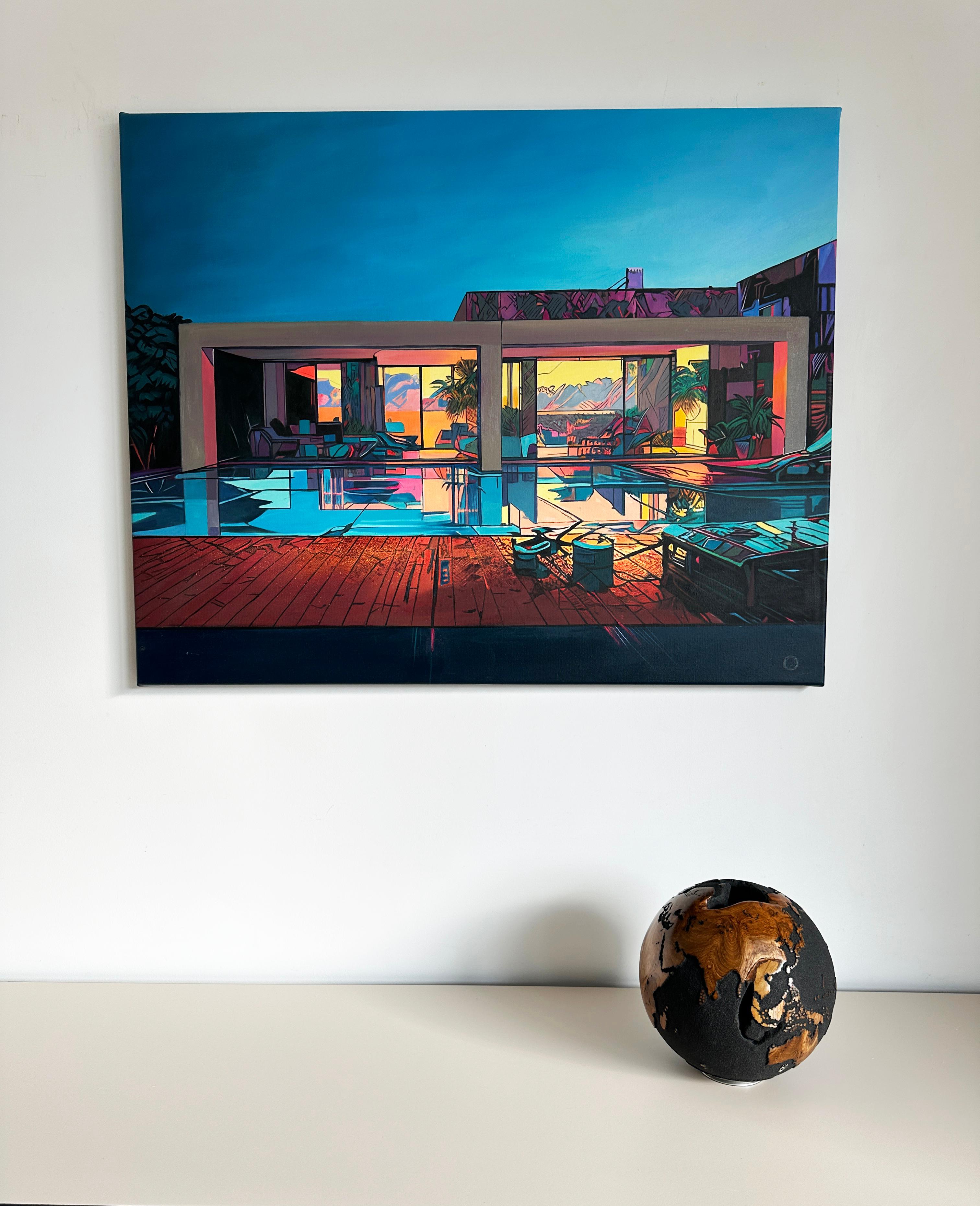 Around the Globe Black Teak by Bruno Helgen - Weltkugel aus Holz Skulptur im Angebot 3